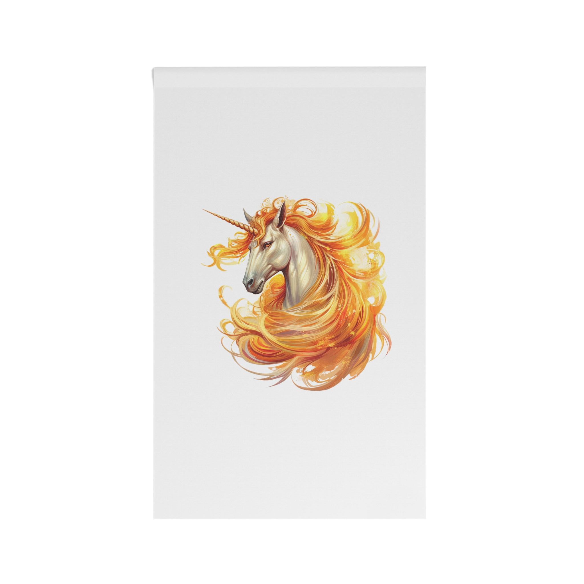 Unicorn With Yellow Mane Orange Orange Flames House Banner