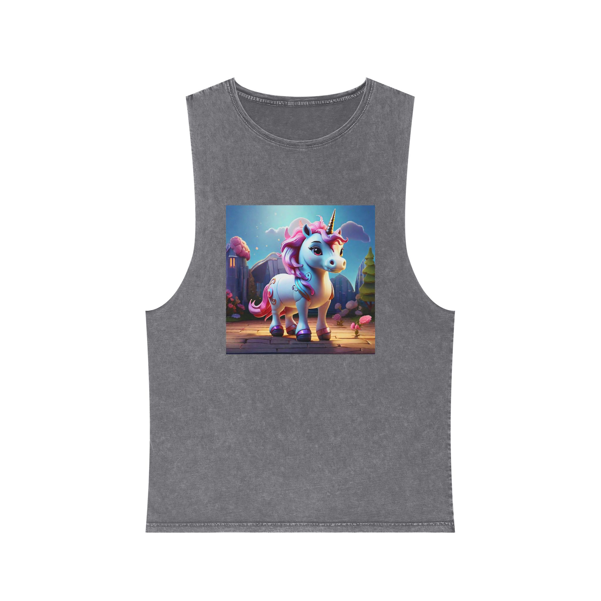 Animated Unicorn Children Generated By Ai (8) Unisex Stonewash Tank Top - Image 9