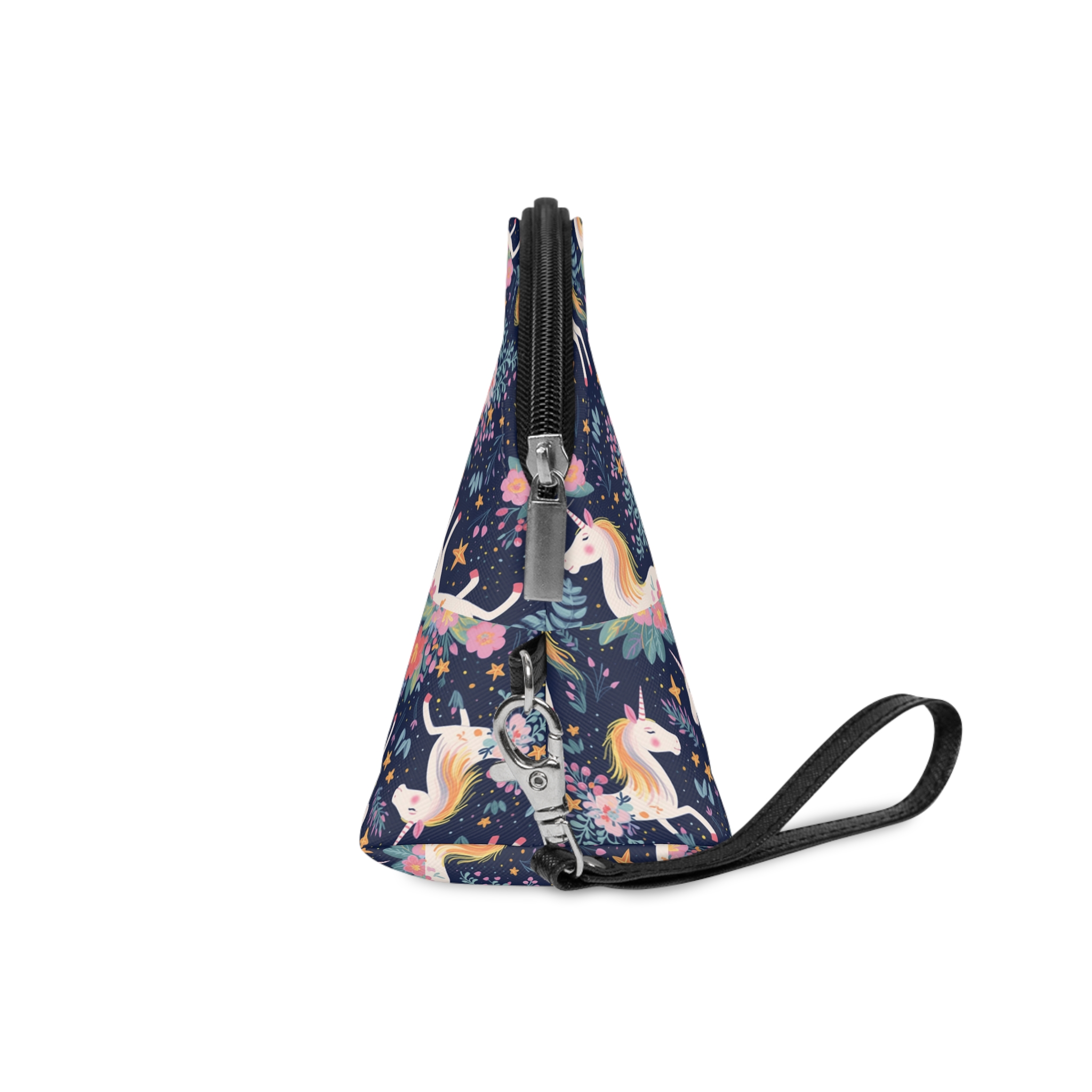Close Up Pattern Unicorns Flowers Generative Ai Makeup Bag - Image 3