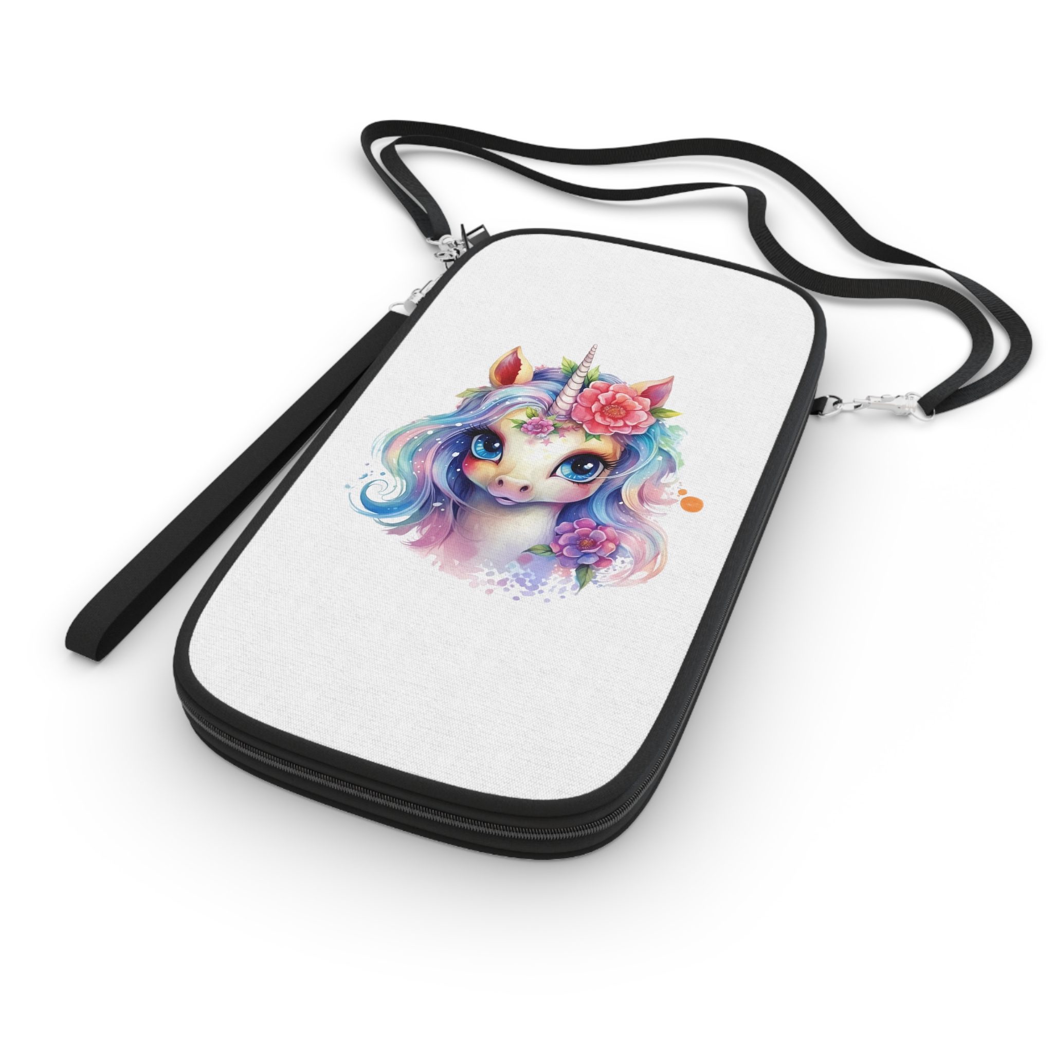 Cute Colorful Magic Unicorn With Flowers Watercolor Style (8) Passport Wallet - Image 3