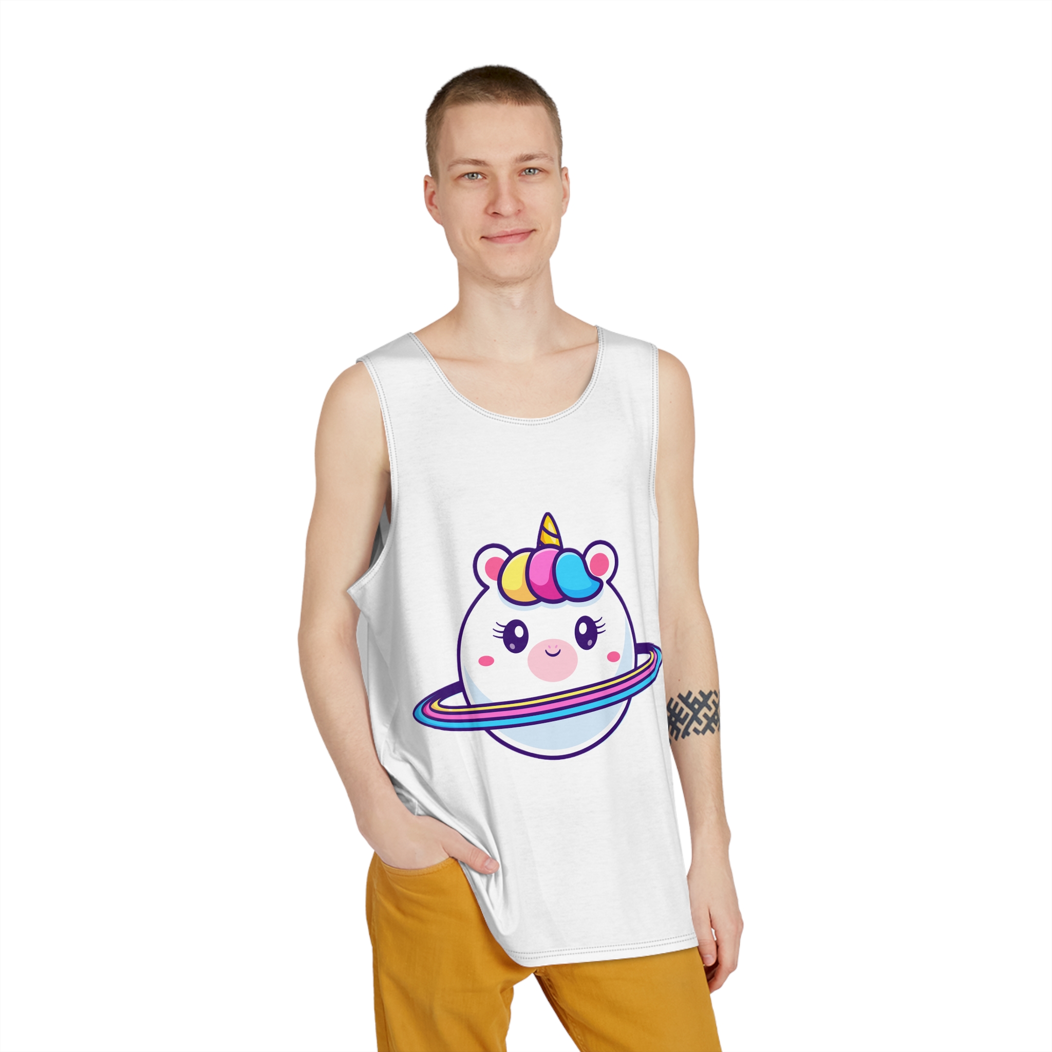 Cute Unicorn Planet Mens Tank Aop - Image 3