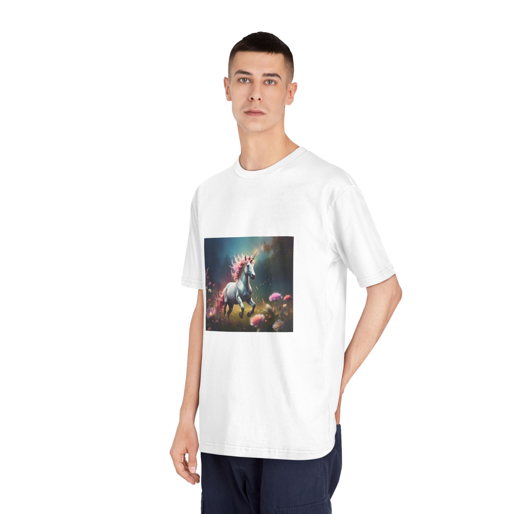 Beautiful Unicorn Running Magical Meadow Unicorn Background Images Whimsical Unicorn (22) Unisex Classic Crewneck T Shirt - Image 4