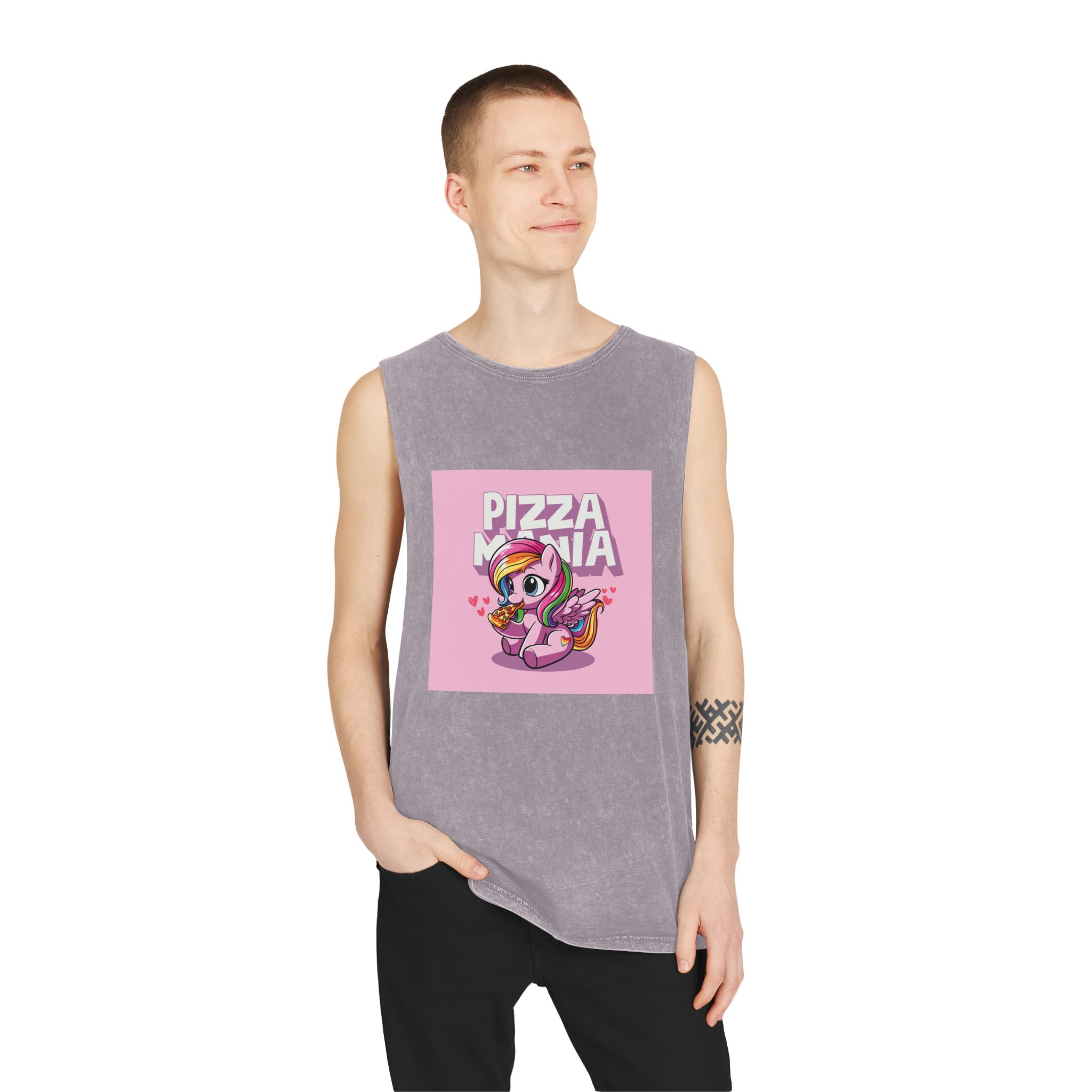 Pizza Mania Copia Unisex Stonewash Tank Top - Image 19
