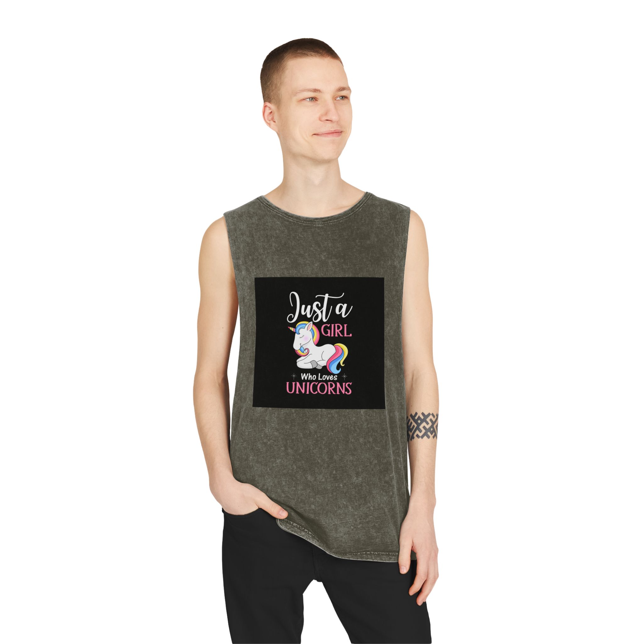 Unicorn 10 Unisex Stonewash Tank Top - Image 7