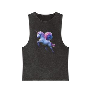 Beautiful Unicorn Running Magical Meadow Unicorn Background Images Whimsical Unicorn (26) Unisex Stonewash Tank Top