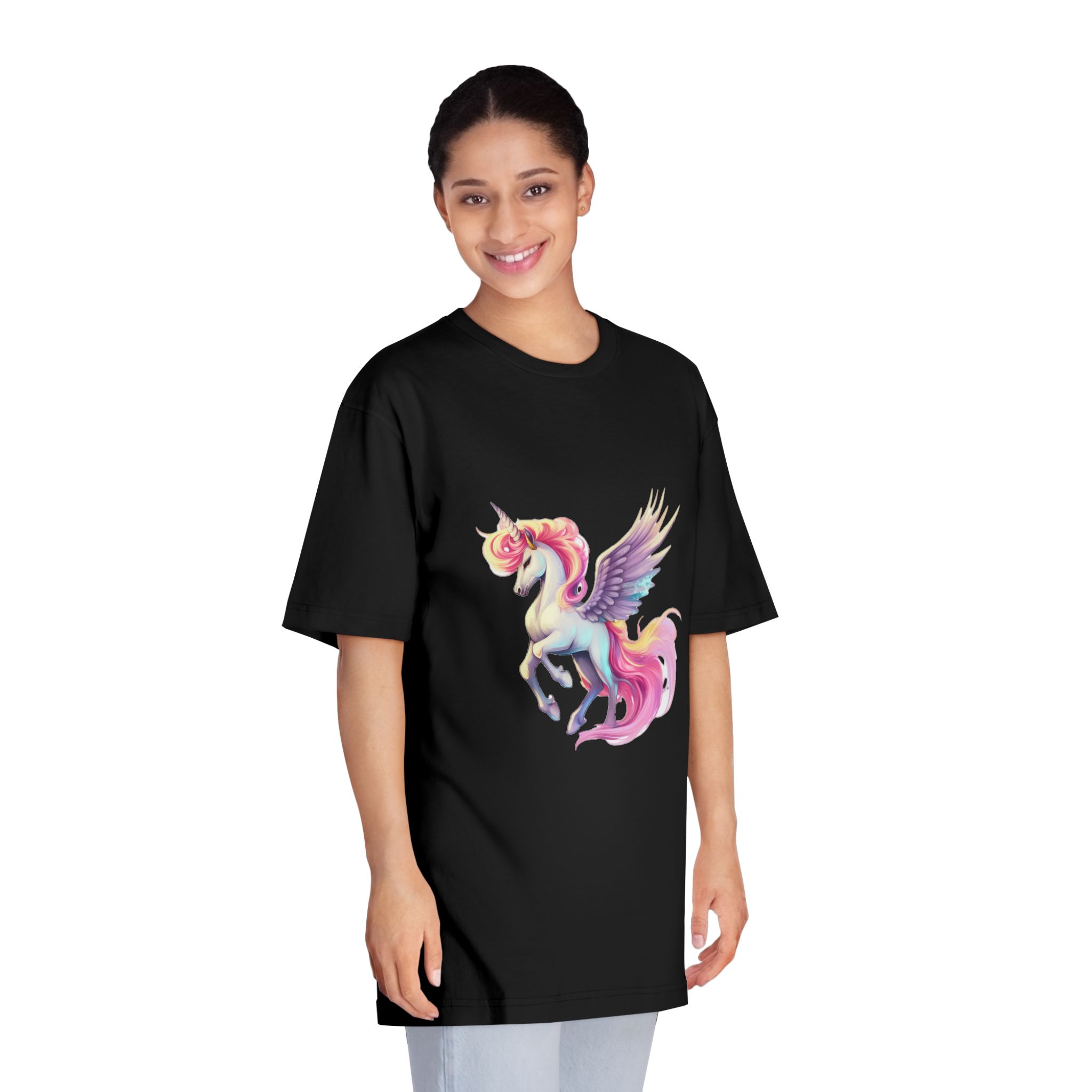 Unicorn With Wings Pink Mane Unisex Classic Crewneck T Shirt - Image 7