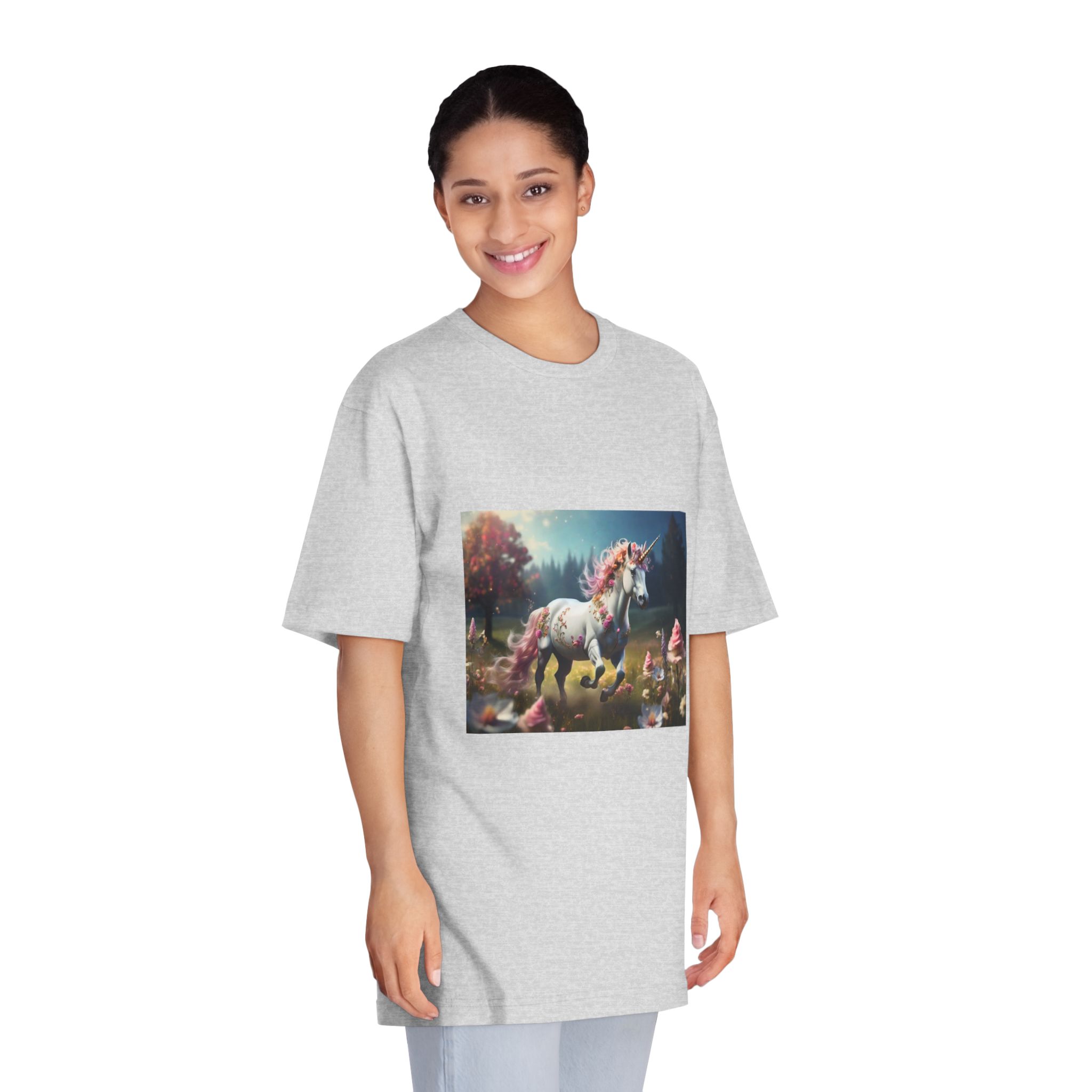 Beautiful Unicorn Running Magical Meadow Unicorn Background Images Whimsical Unicorn (27) Unisex Classic Crewneck T Shirt - Image 15