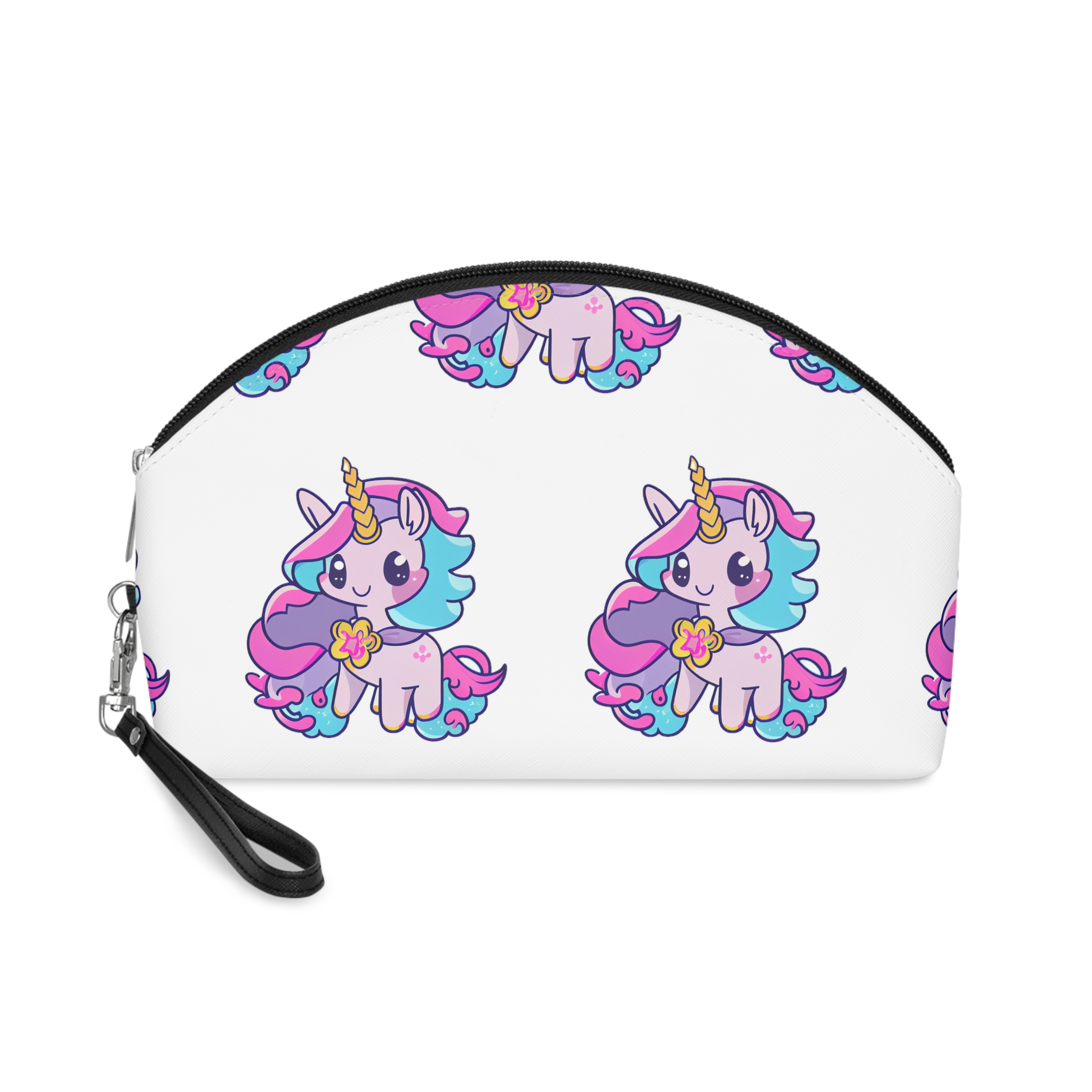 There Is Cartoon Unicorn With Heart Its Chest Generative Ai Makeup Bag