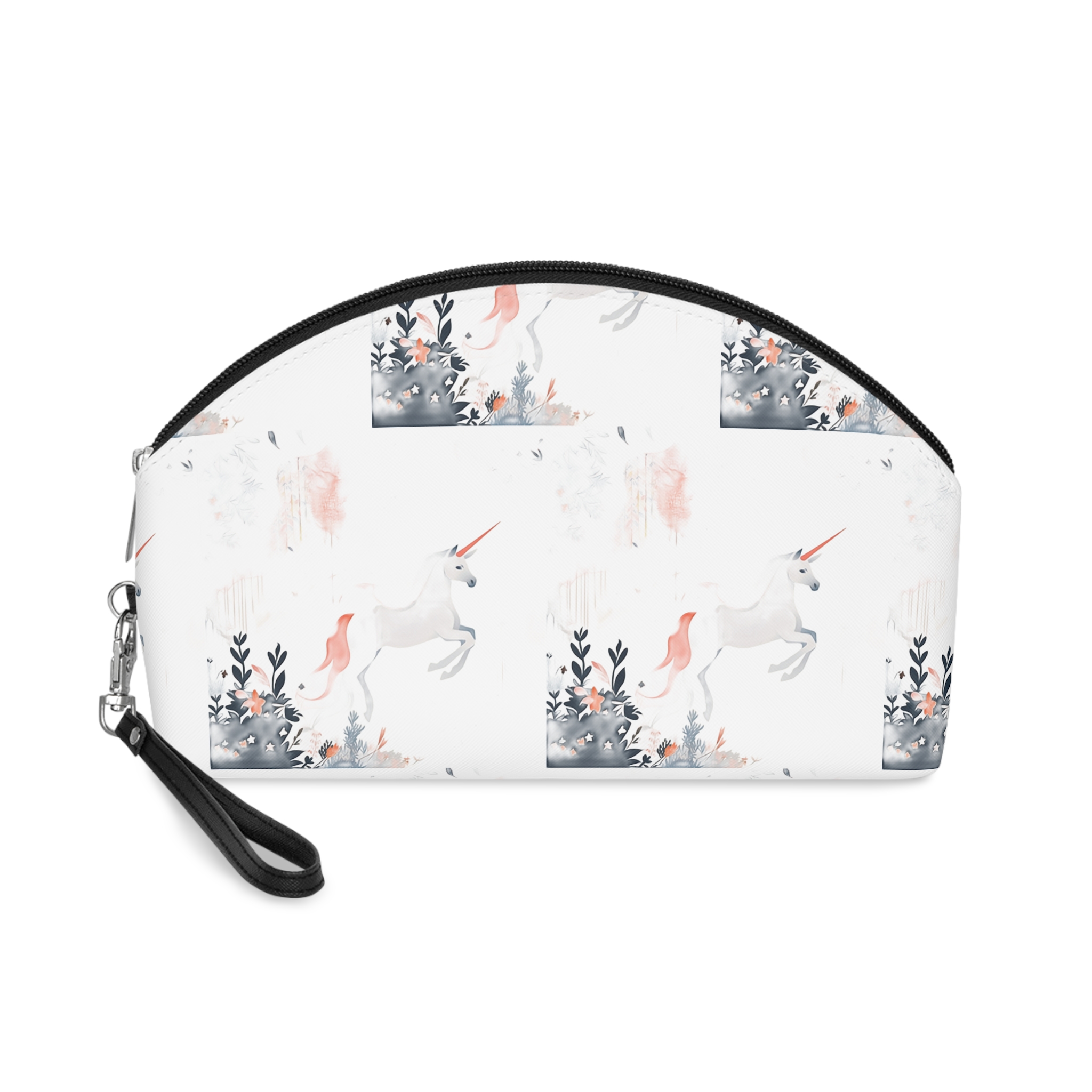 Illustration Unicorn Forest With Flowers Trees Generative Ai Makeup Bag