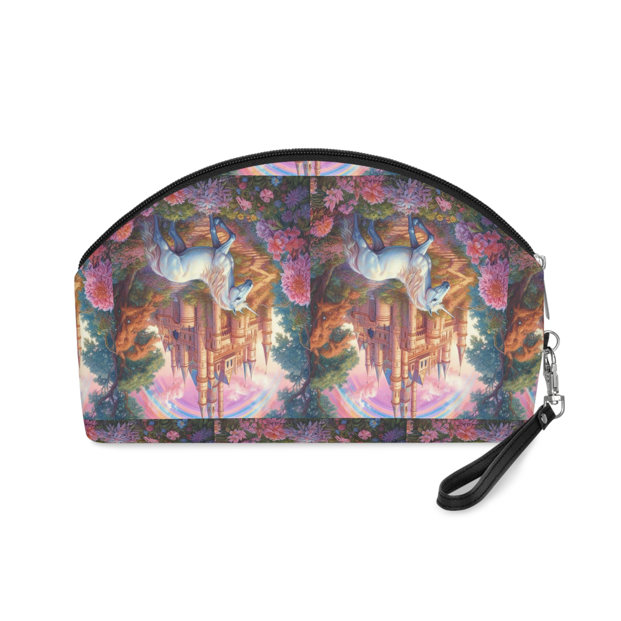 Painting Unicorn Front Castle With Rainbow Generative Ai Makeup Bag - Image 2