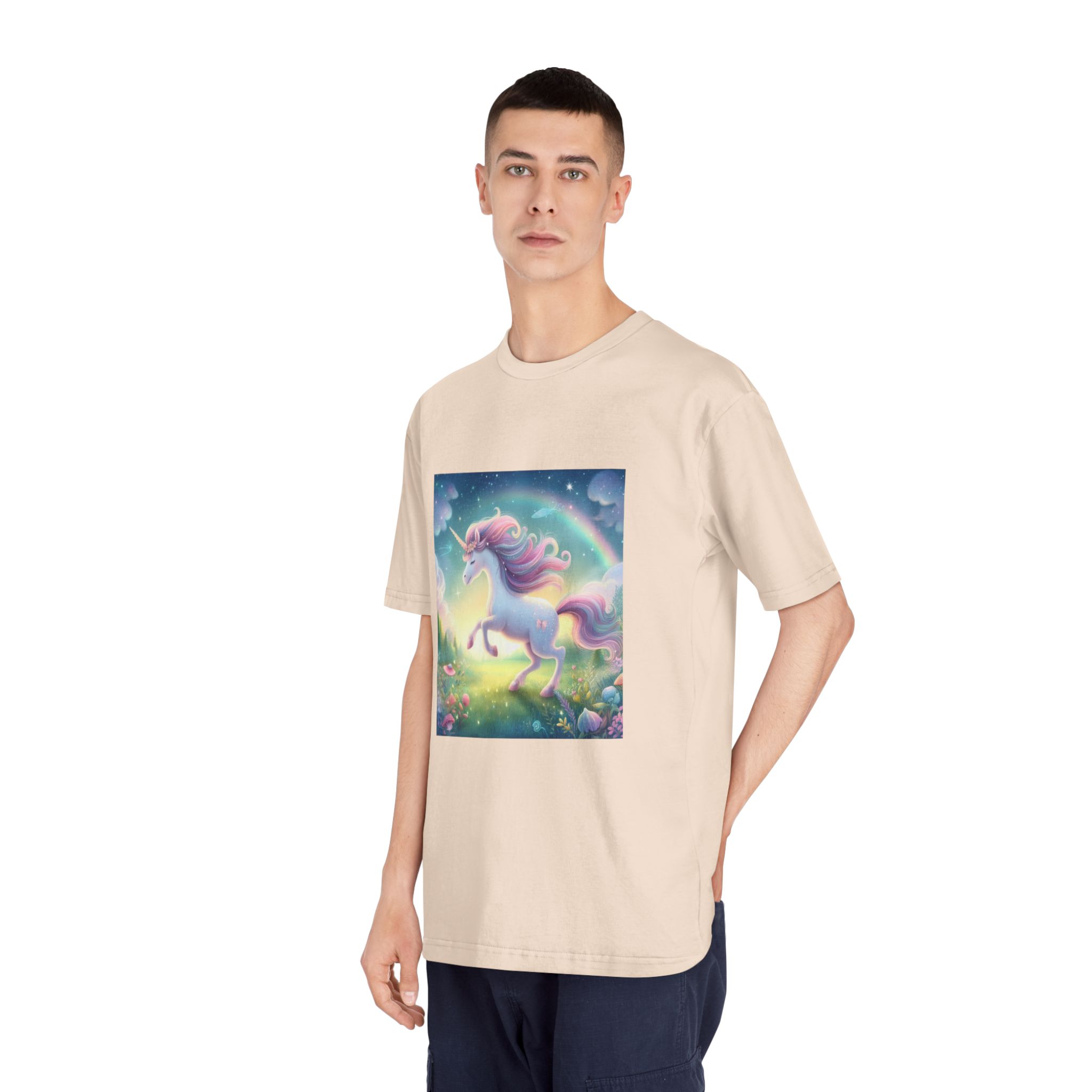 Beautiful Unicorn Running Magical Meadow Unicorn Background Images Whimsical Unicorn (21) Unisex Classic Crewneck T Shirt - Image 12