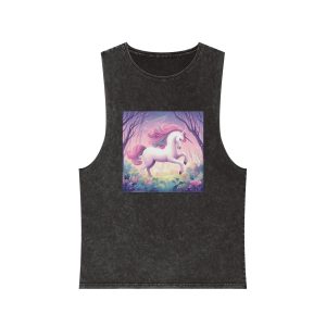 Beautiful Unicorn Running Magical Meadow Unicorn Background Images Whimsical Unicorn (4) Unisex Stonewash Tank Top