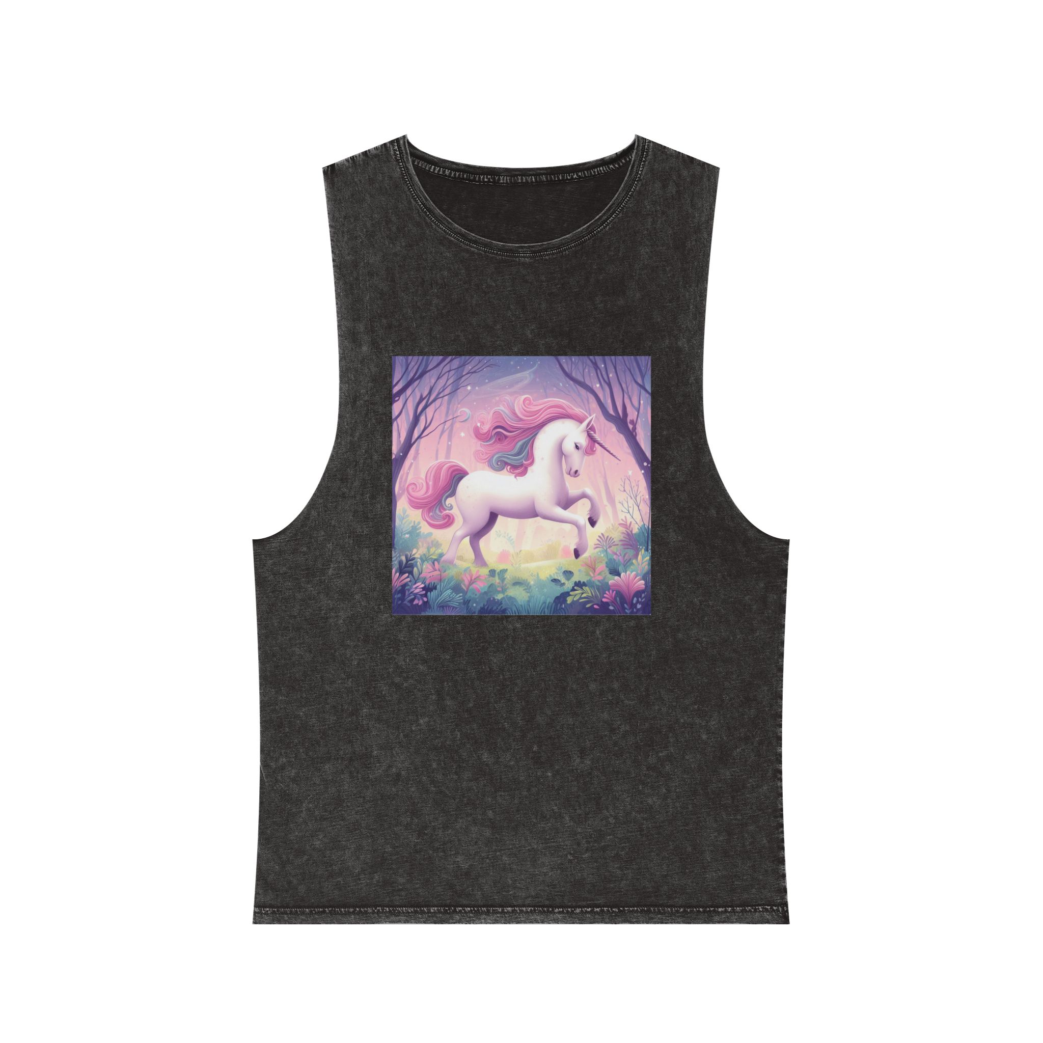 Beautiful Unicorn Running Magical Meadow Unicorn Background Images Whimsical Unicorn (25) Unisex Stonewash Tank Top