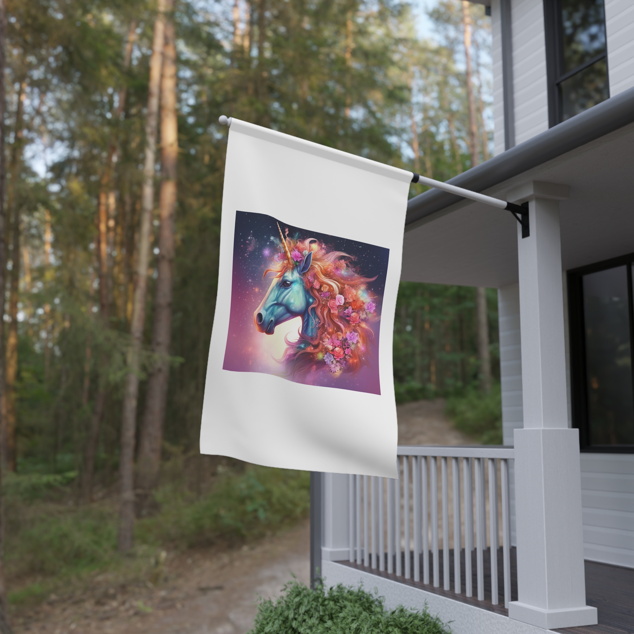 Unicorn With Flowers Its Mane Star Background Generative Ai House Banner - Image 4