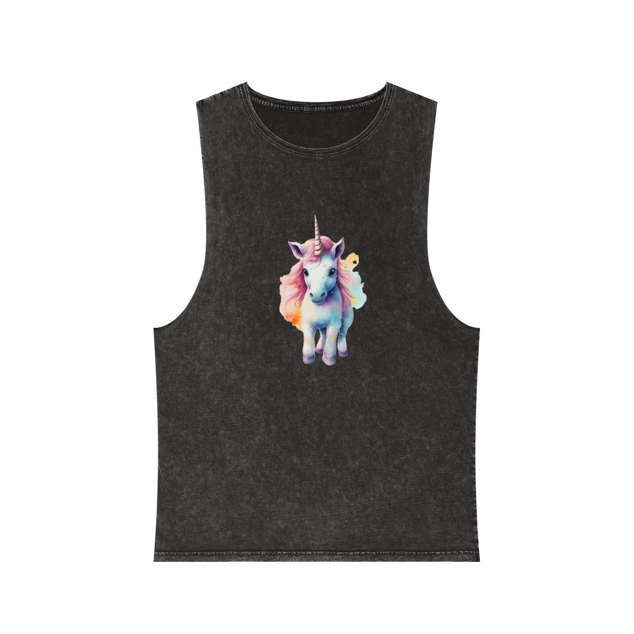 Painting Unicorn With Pink Mane Blue Mane Generative Ai Unisex Stonewash Tank Top