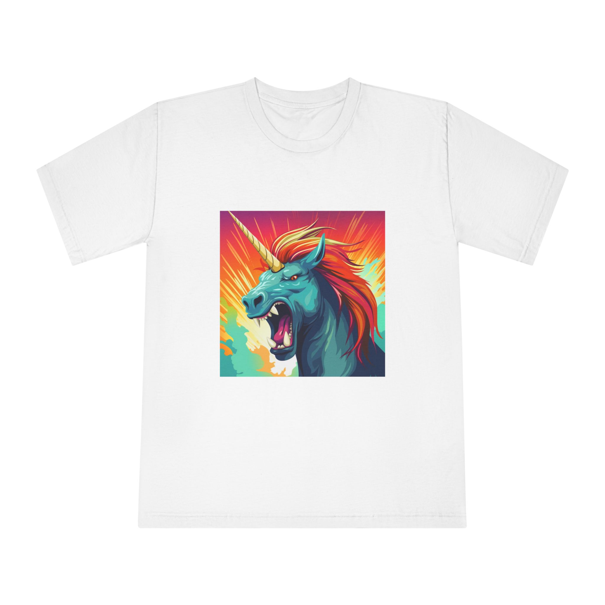 Illustration Unicorn With Colorful Mane Yellow Horn Generative Ai Unisex Classic Crewneck T Shirt