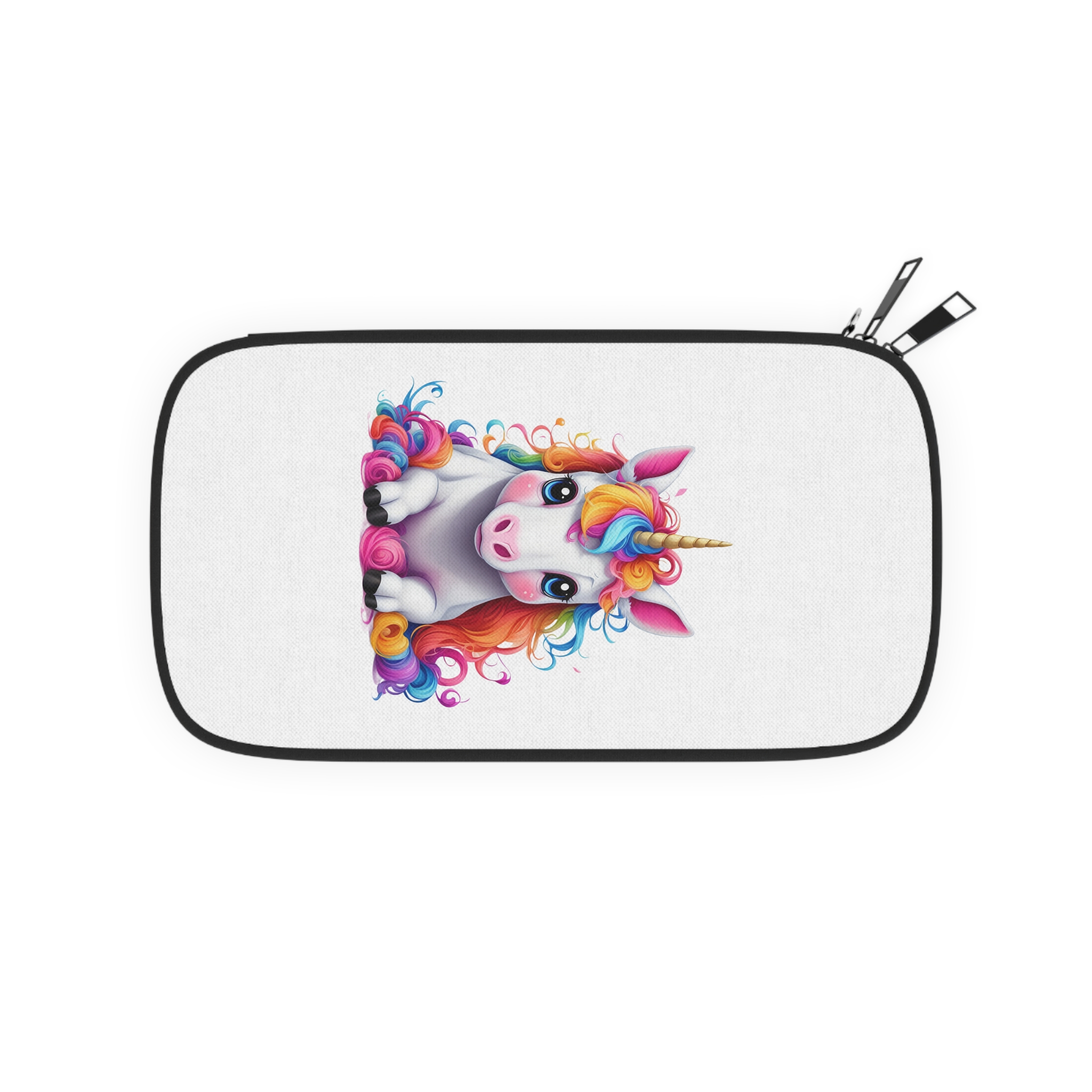 Cute Unicorn With Colorful Hair Isolated White Background Passport Wallet