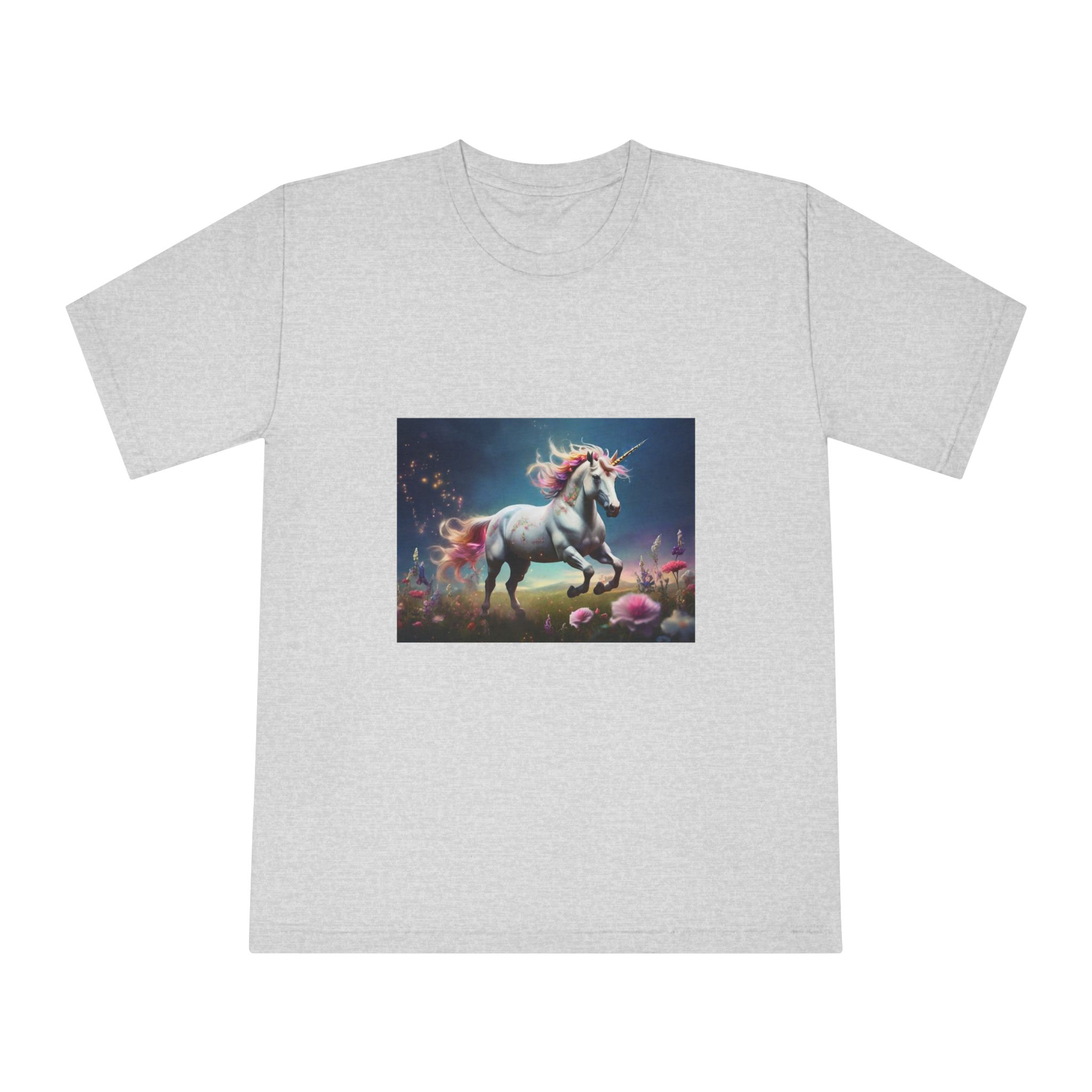 Beautiful Unicorn Running Magical Meadow Unicorn Background Images Whimsical Unicorn (34) Unisex Classic Crewneck T Shirt - Image 13