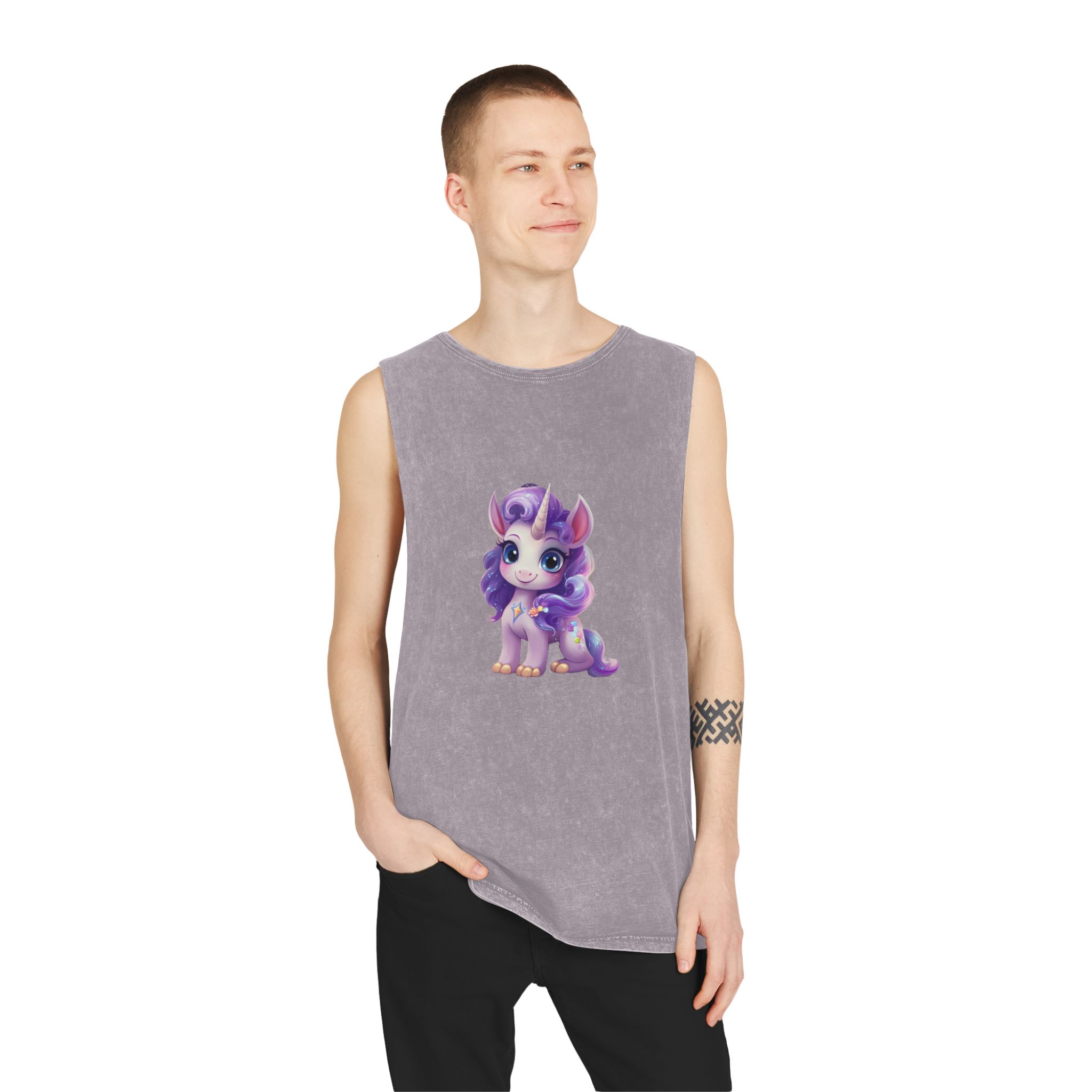 Beautiful Cute Baby Unicorn (8) Unisex Stonewash Tank Top - Image 19