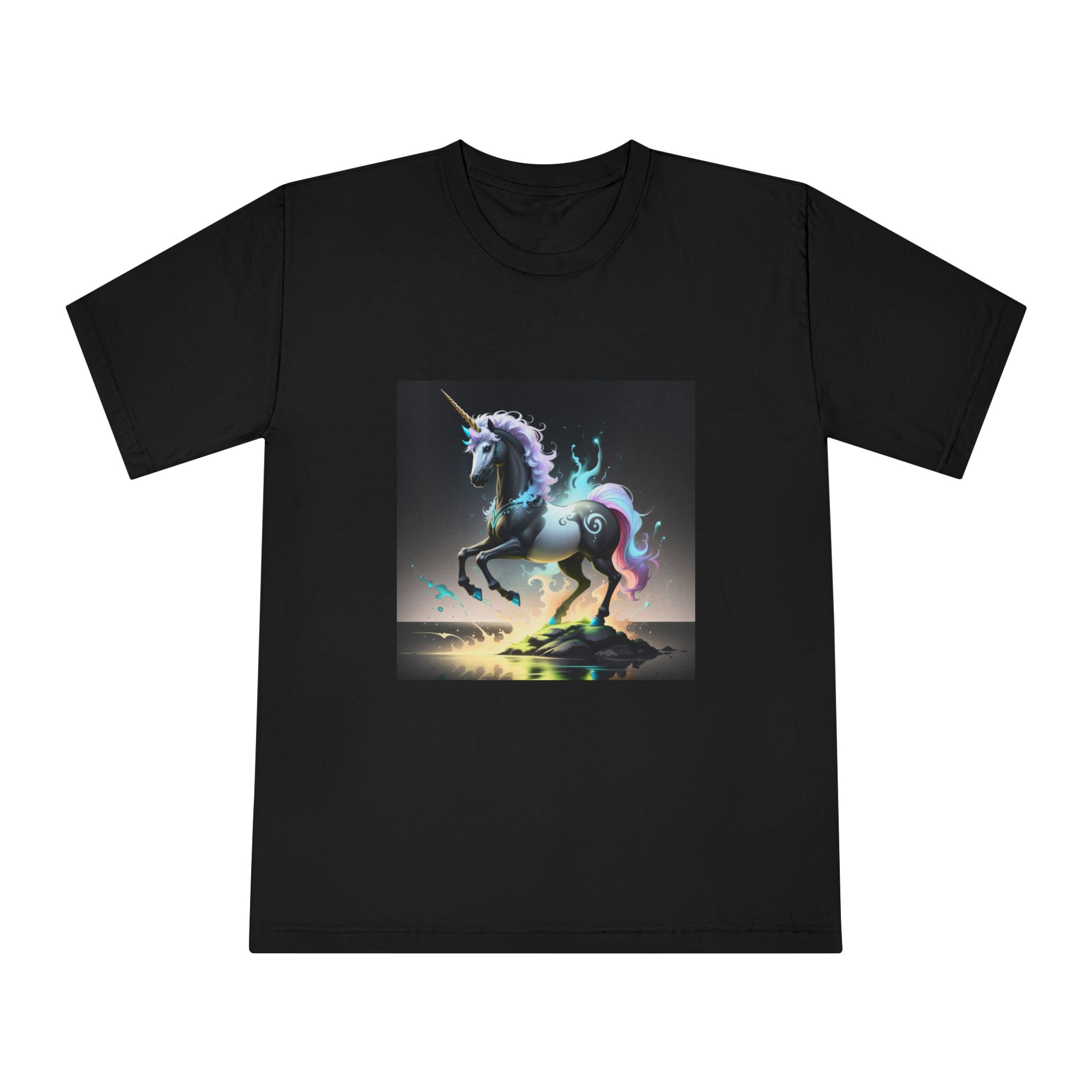 Black Unicorn With Fluorescent Liquids Unisex Classic Crewneck T Shirt - Image 5
