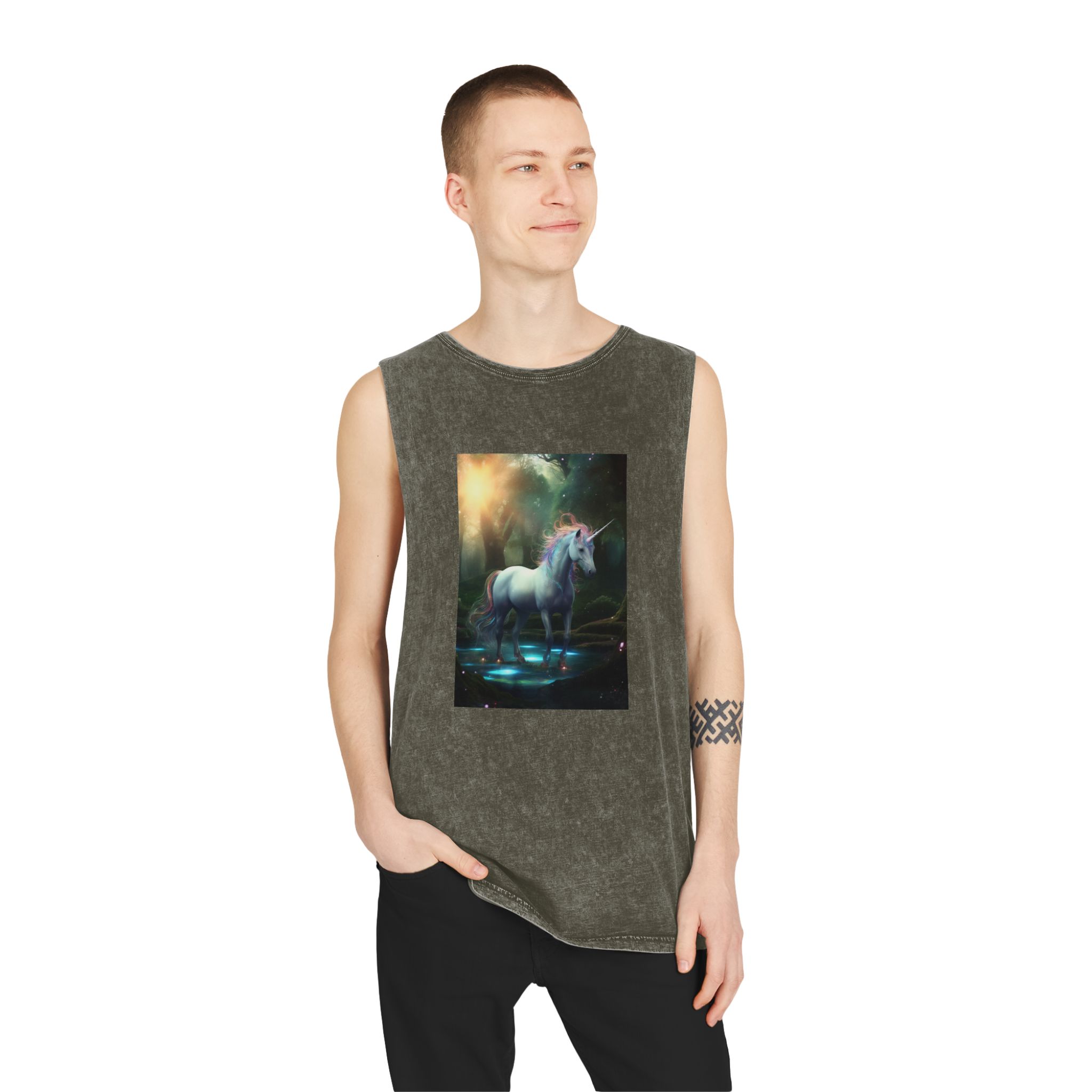 Magical Mythical Unicorn Creature 9 Unisex Stonewash Tank Top - Image 7