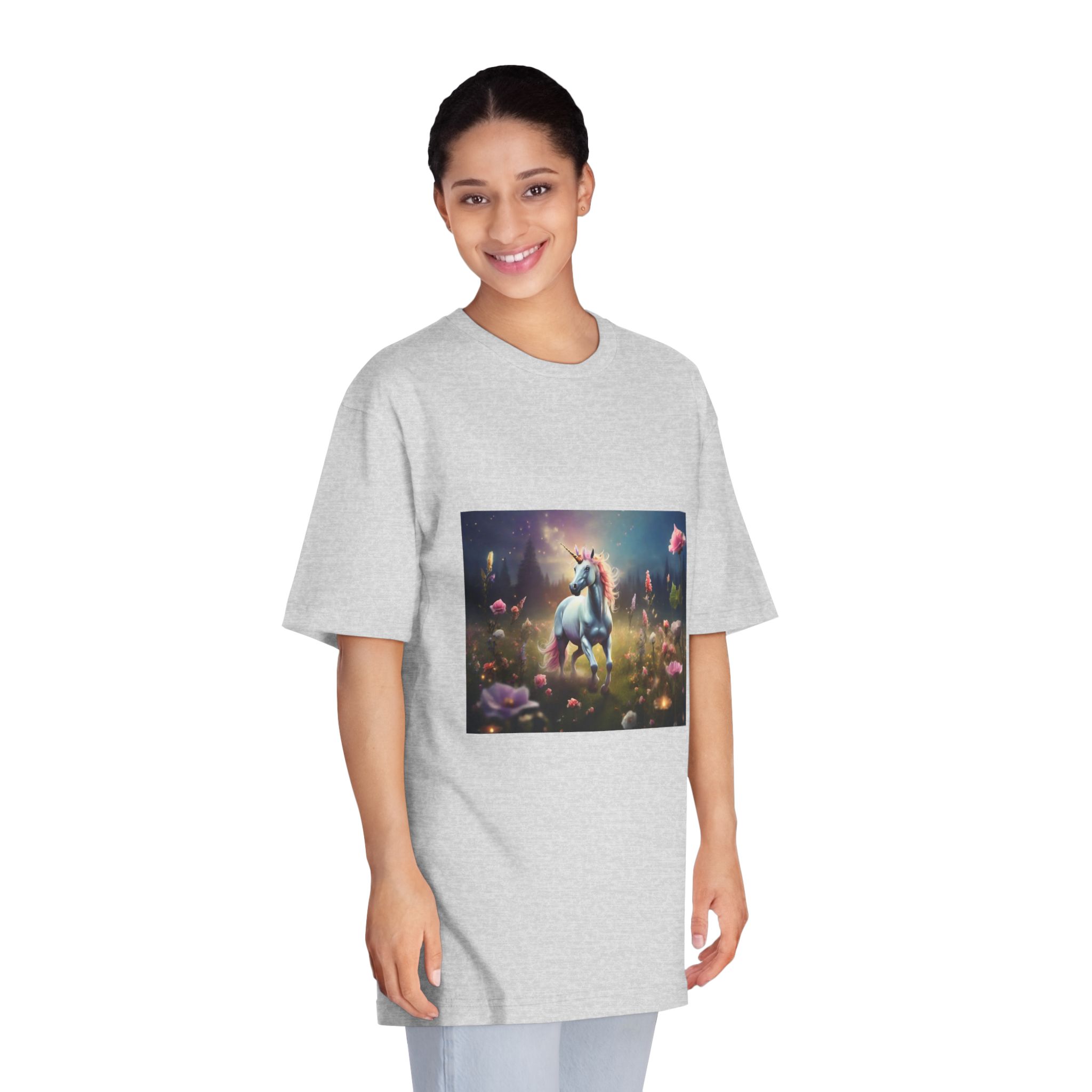 Beautiful Unicorn Running Magical Meadow Unicorn Background Images Whimsical Unicorn (32) Unisex Classic Crewneck T Shirt - Image 15