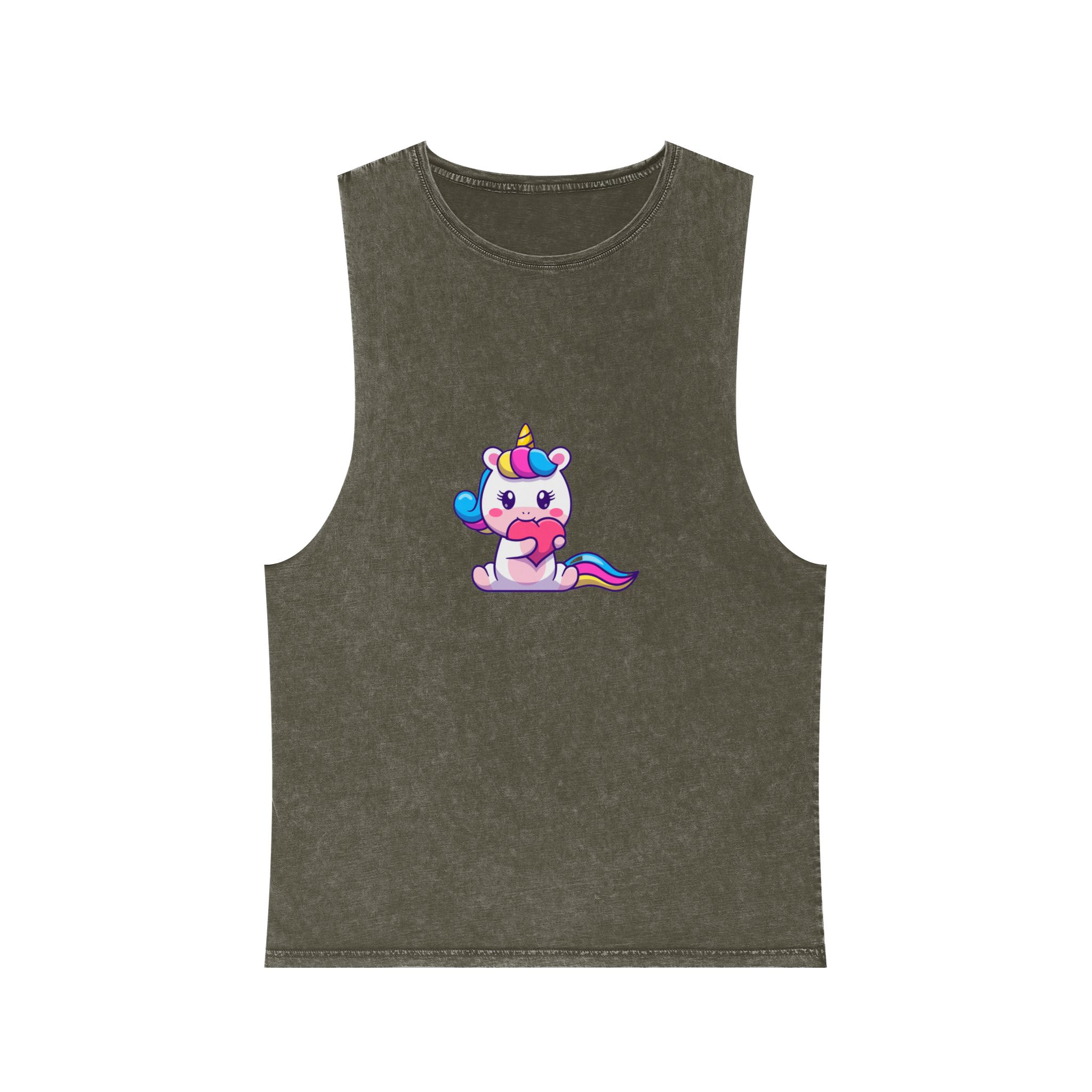 Cute Unicorn Heart Unisex Stonewash Tank Top - Image 5