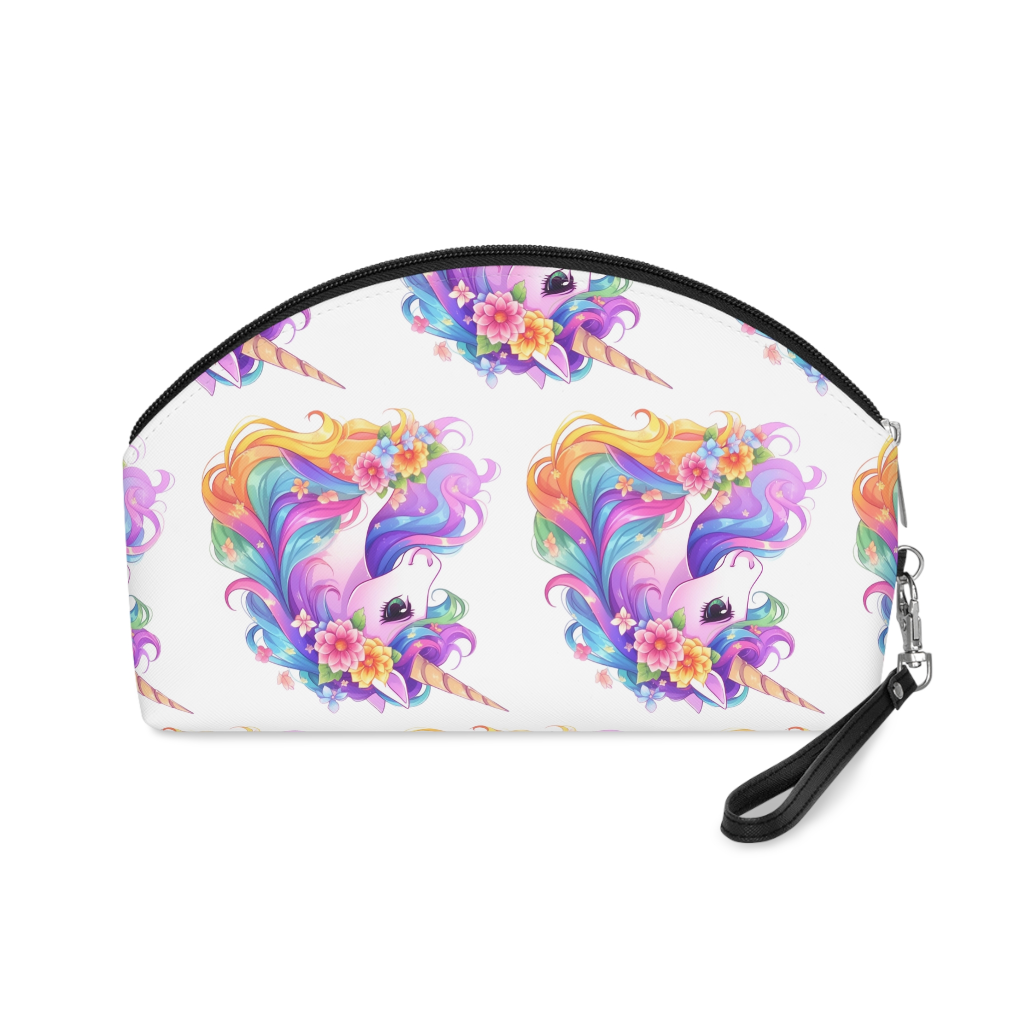 Cartoon Unicorn With Flower Crown Its Head Generative Ai Makeup Bag - Image 2