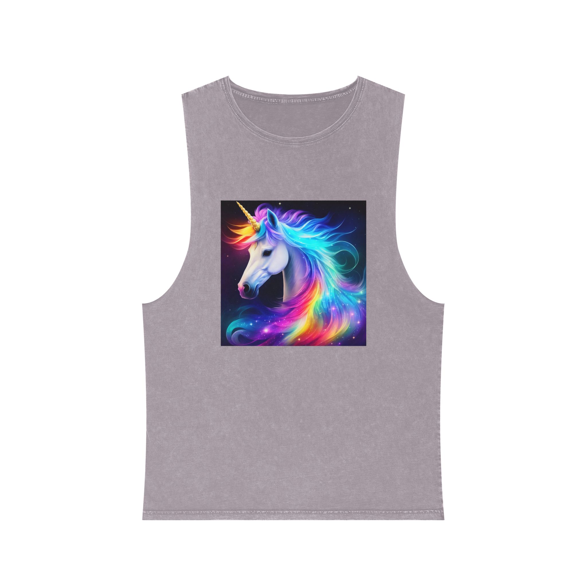 Portrait Unicorn Isolated Stars Background Generative Artificial Intelligence Unisex Stonewash Tank Top - Image 17