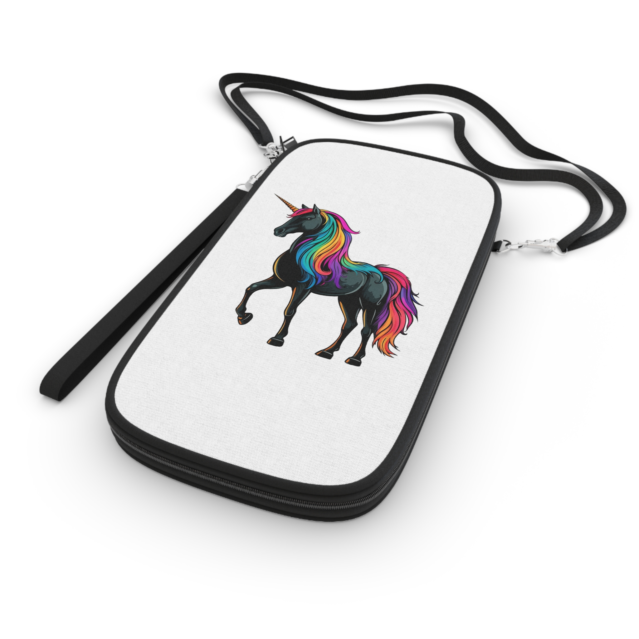 Cartoon Unicorn With Rainbow Mane Horn Generative Ai Passport Wallet - Image 3