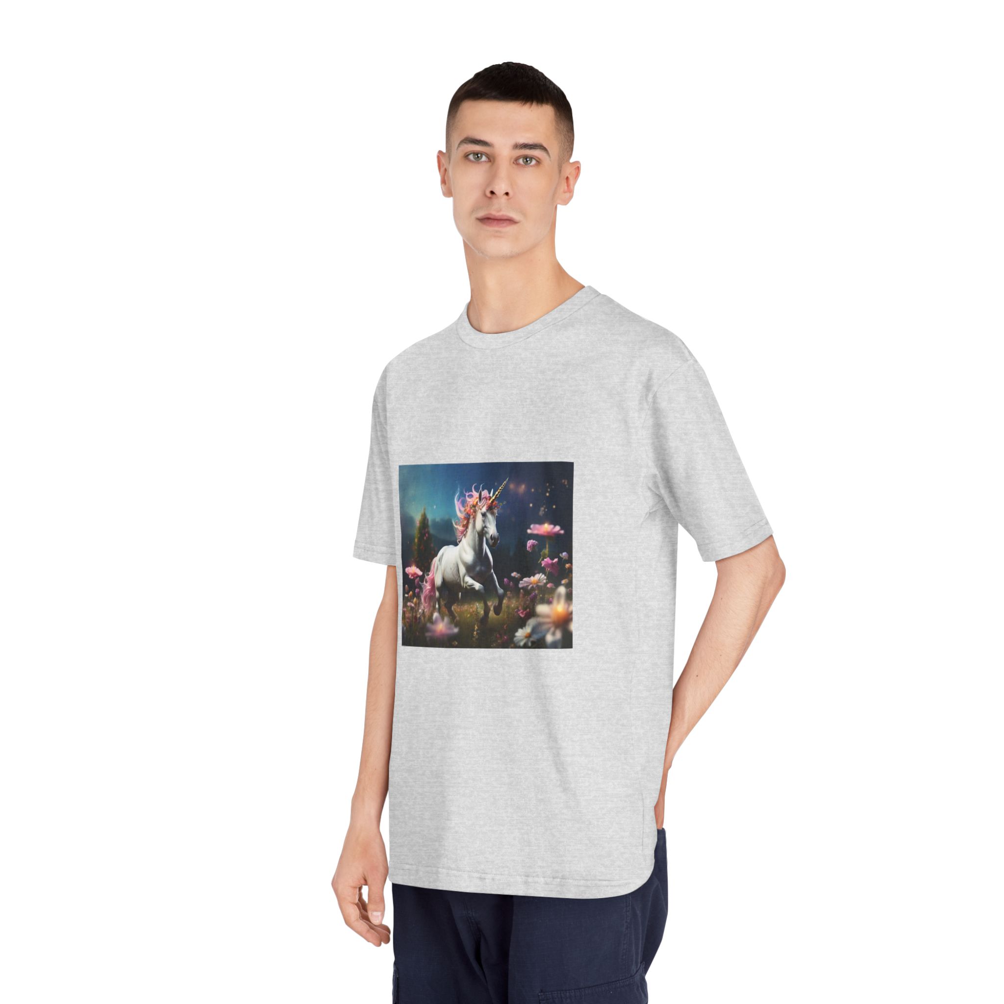 Beautiful Unicorn Running Magical Meadow Unicorn Background Images Whimsical Unicorn (23) Unisex Classic Crewneck T Shirt - Image 16