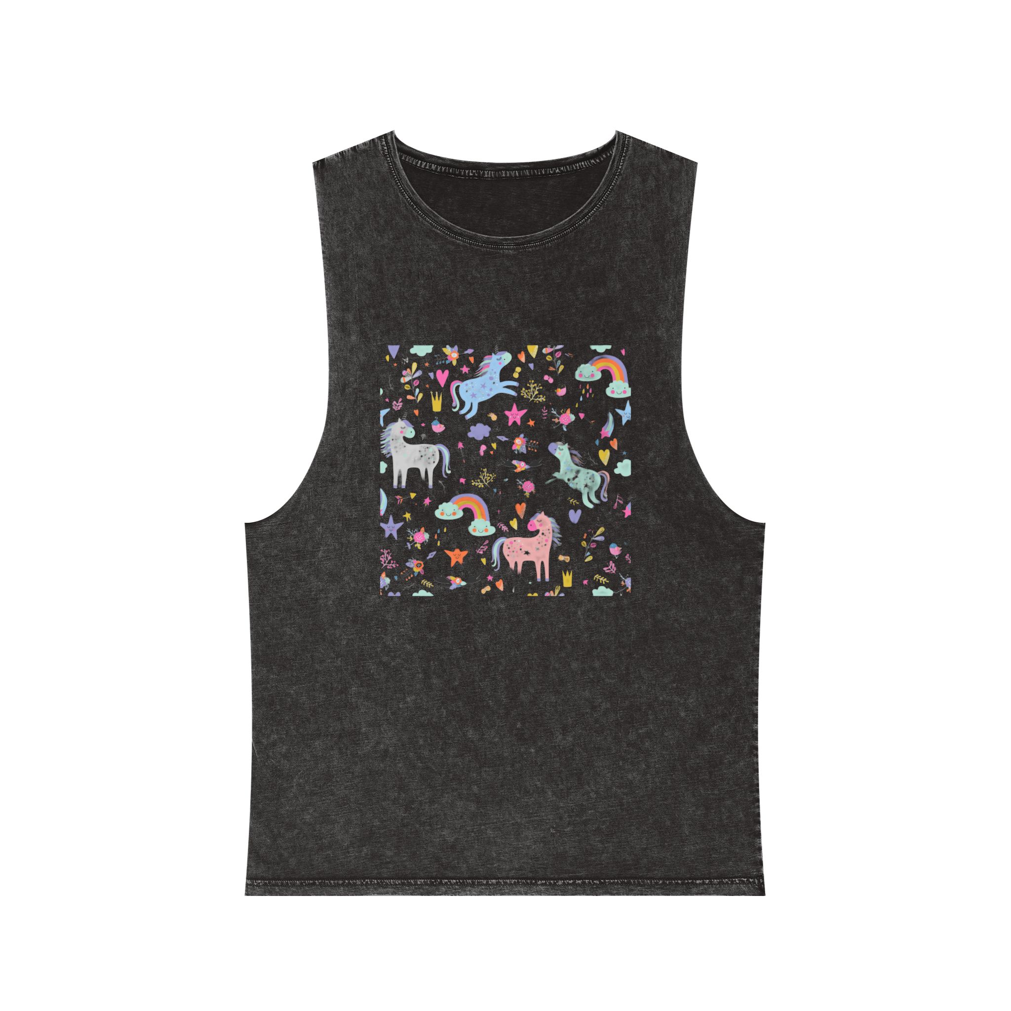Unicorn Pattern (1) Unisex Stonewash Tank Top