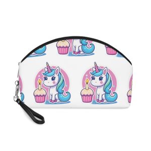 Vector Cute Unicorn Cartoon With Birthday Cake Makeup Bag
