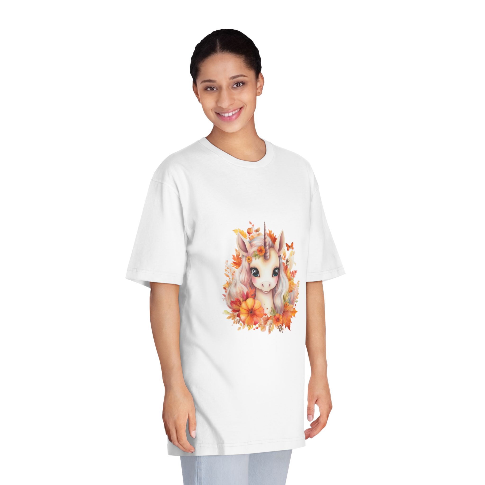 There Is Unicorn With Long Mane Flowers Around It Generative Ai Unisex Classic Crewneck T Shirt - Image 3