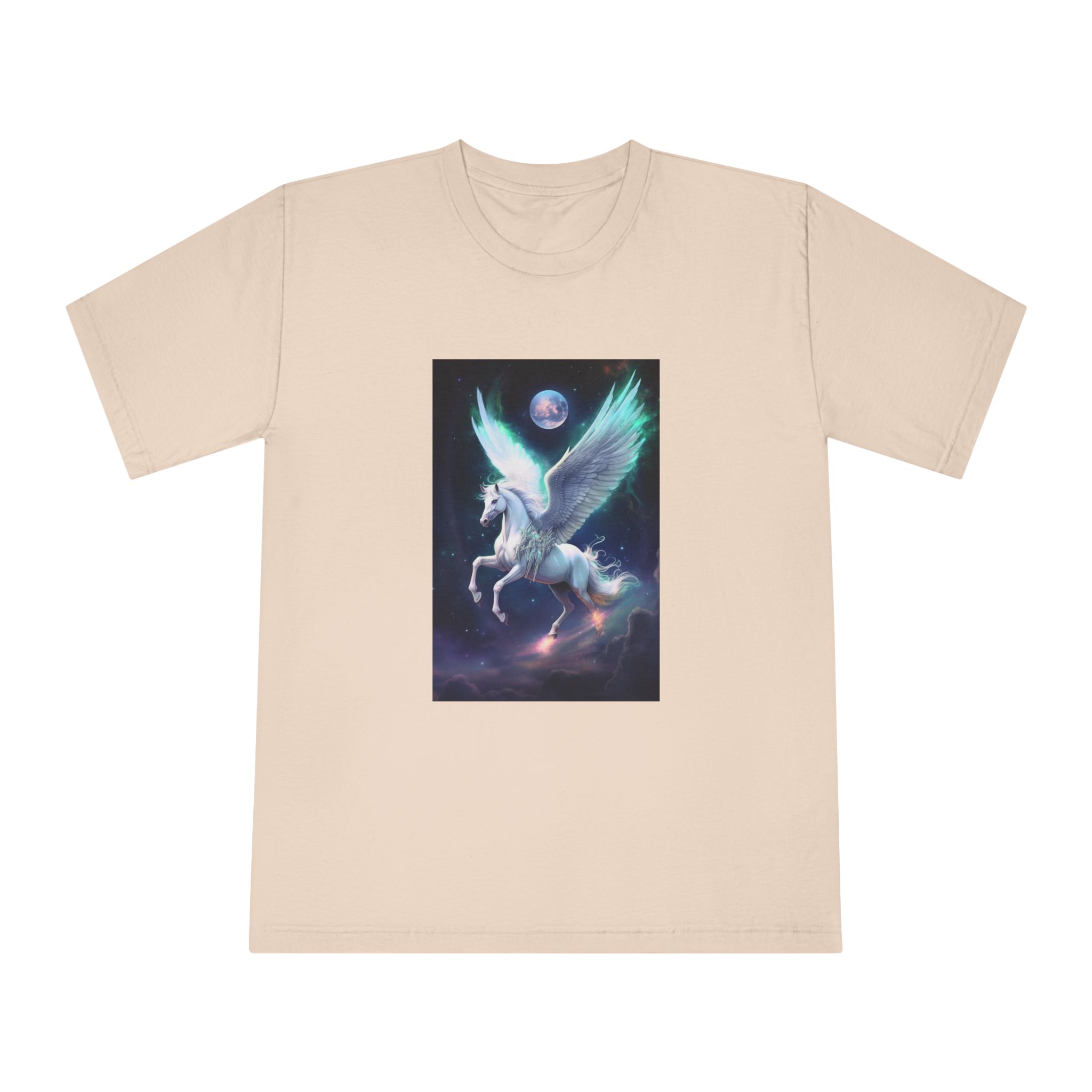 Unicorn With Wings Flying Sky With Full Moon Background Generative Ai Unisex Classic Crewneck T Shirt - Image 9