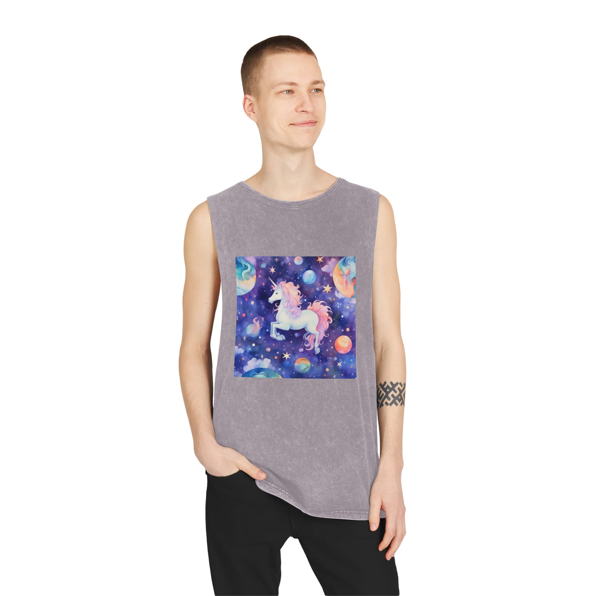 There Is Unicorn That Is Flying Through Sky Generative Ai Unisex Stonewash Tank Top - Image 19