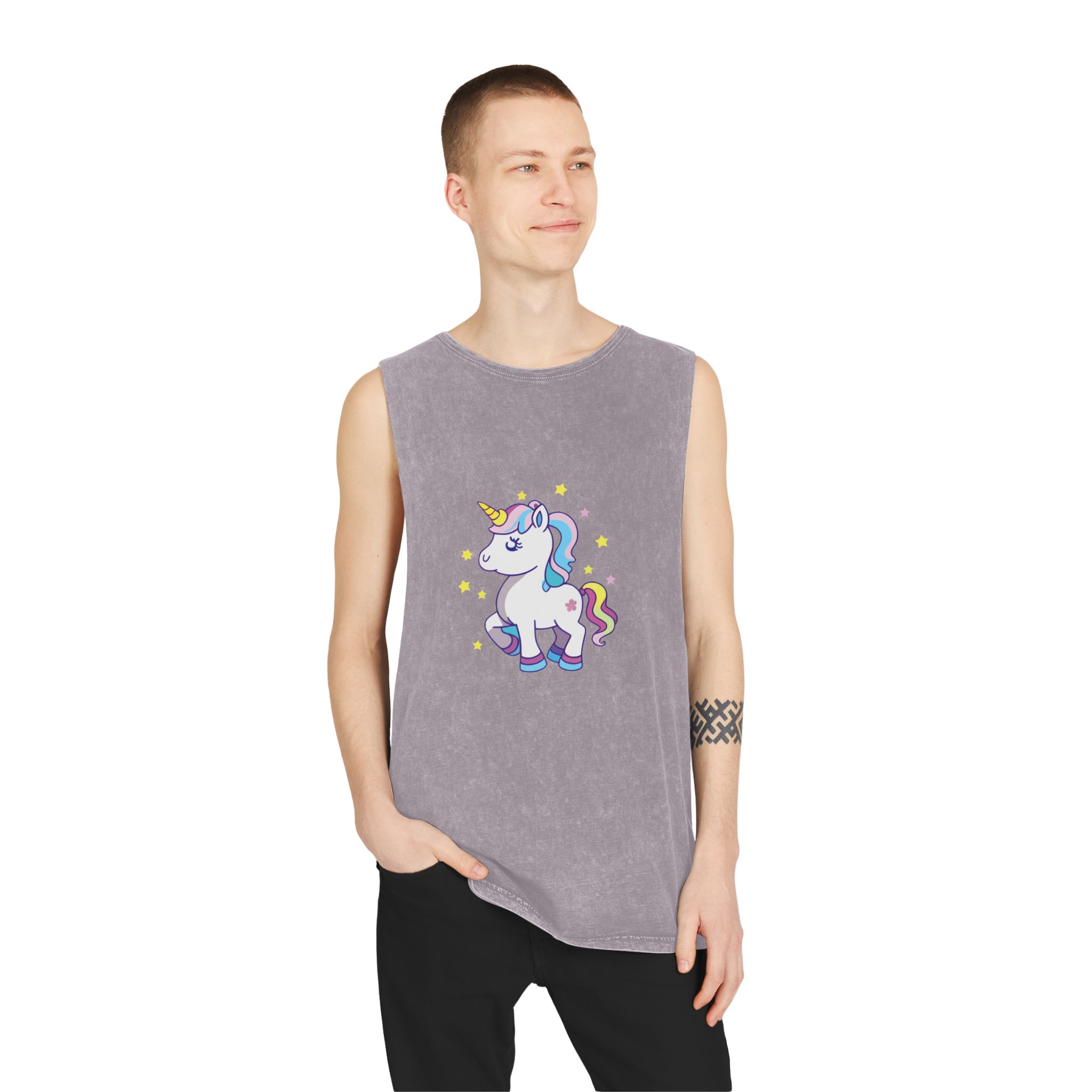 Unicorn 2 Unisex Stonewash Tank Top - Image 19