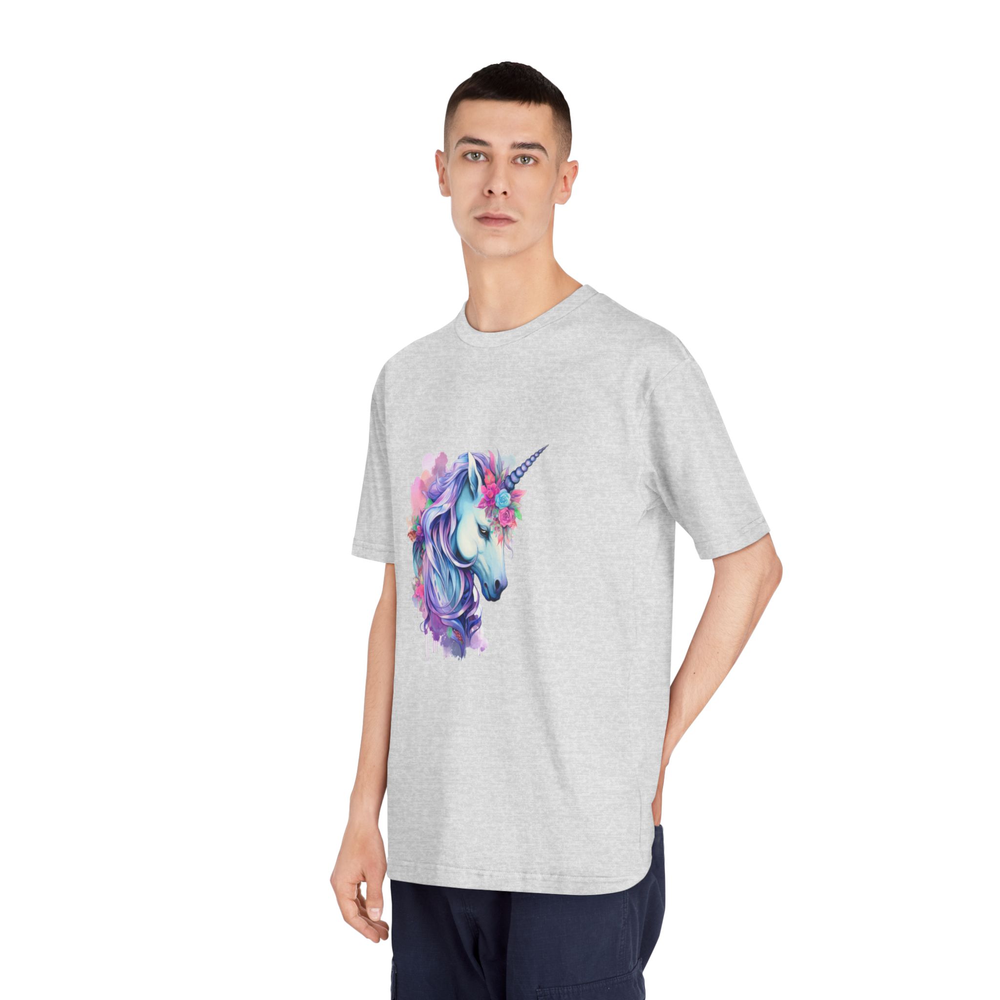 Watercolor Fantasy Unicorn Clip Art Unisex Classic Crewneck T Shirt - Image 16