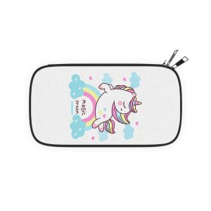 Cute Unicorn Pegasus Vector Fly On Sky With Rainbow Sweet Heart and Cloud Pony Cartoon Pastel Background Valentines Day Passport Wallet