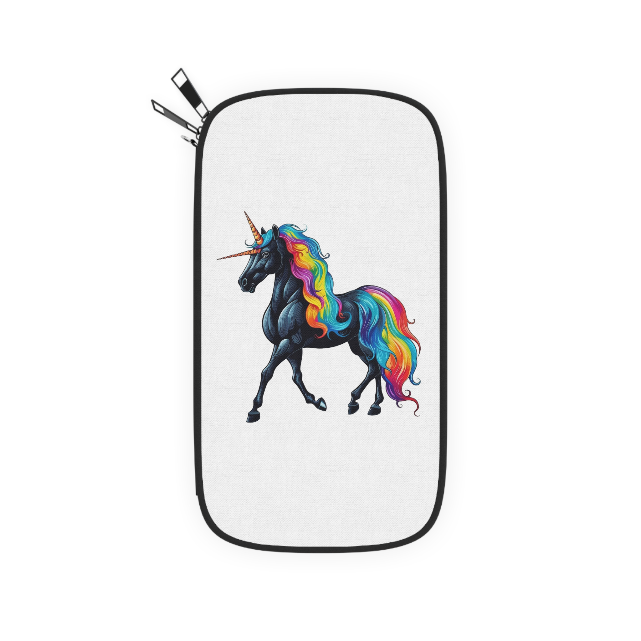Black Unicorn With Rainbow Mane Horn Generative Ai Passport Wallet - Image 2