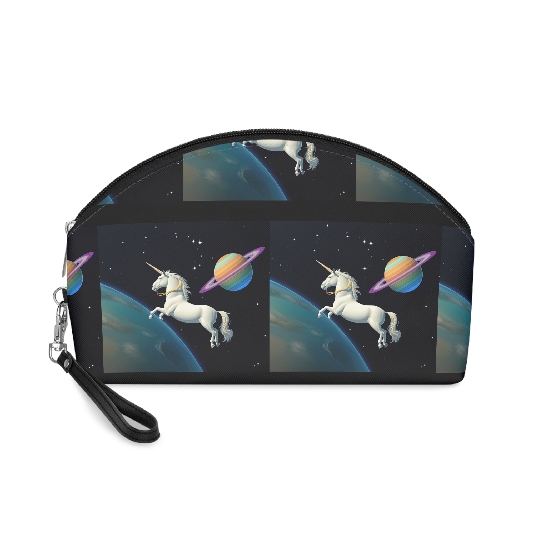 Picture White Unicorn With Rainbow It Makeup Bag