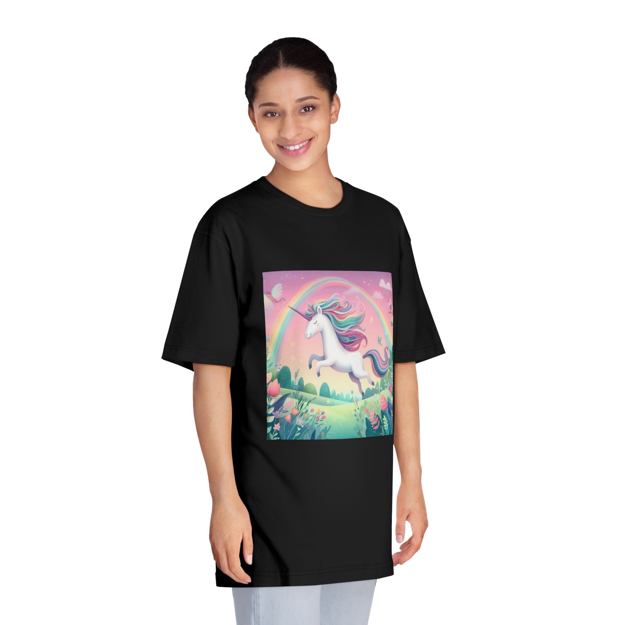 Beautiful Unicorn Running Magical Meadow Unicorn Background Images Whimsical Unicorn (9) Unisex Classic Crewneck T Shirt - Image 7
