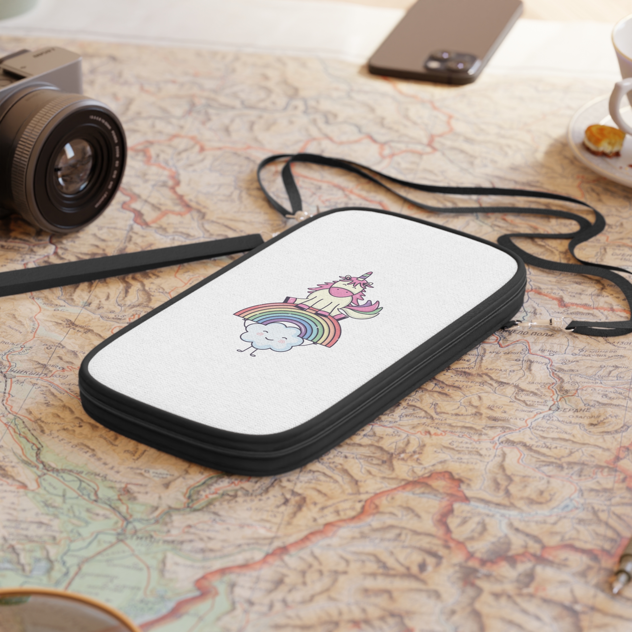 Cute Adorable Unicorn With Clouds Rainbow Passport Wallet - Image 4