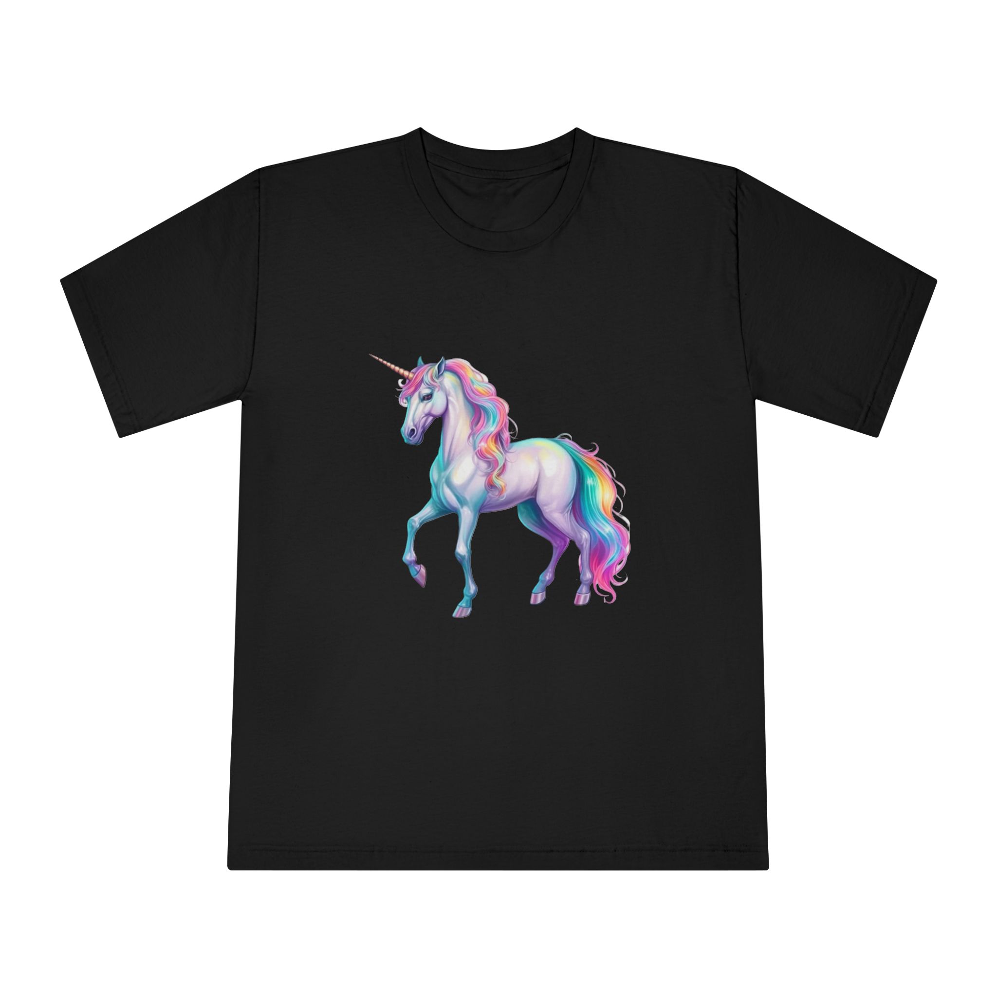 White Unicorn With Rainbow Mane Long Mane Generative Ai Fotor Bg Remover 20231203171019 Unisex Classic Crewneck T Shirt - Image 5