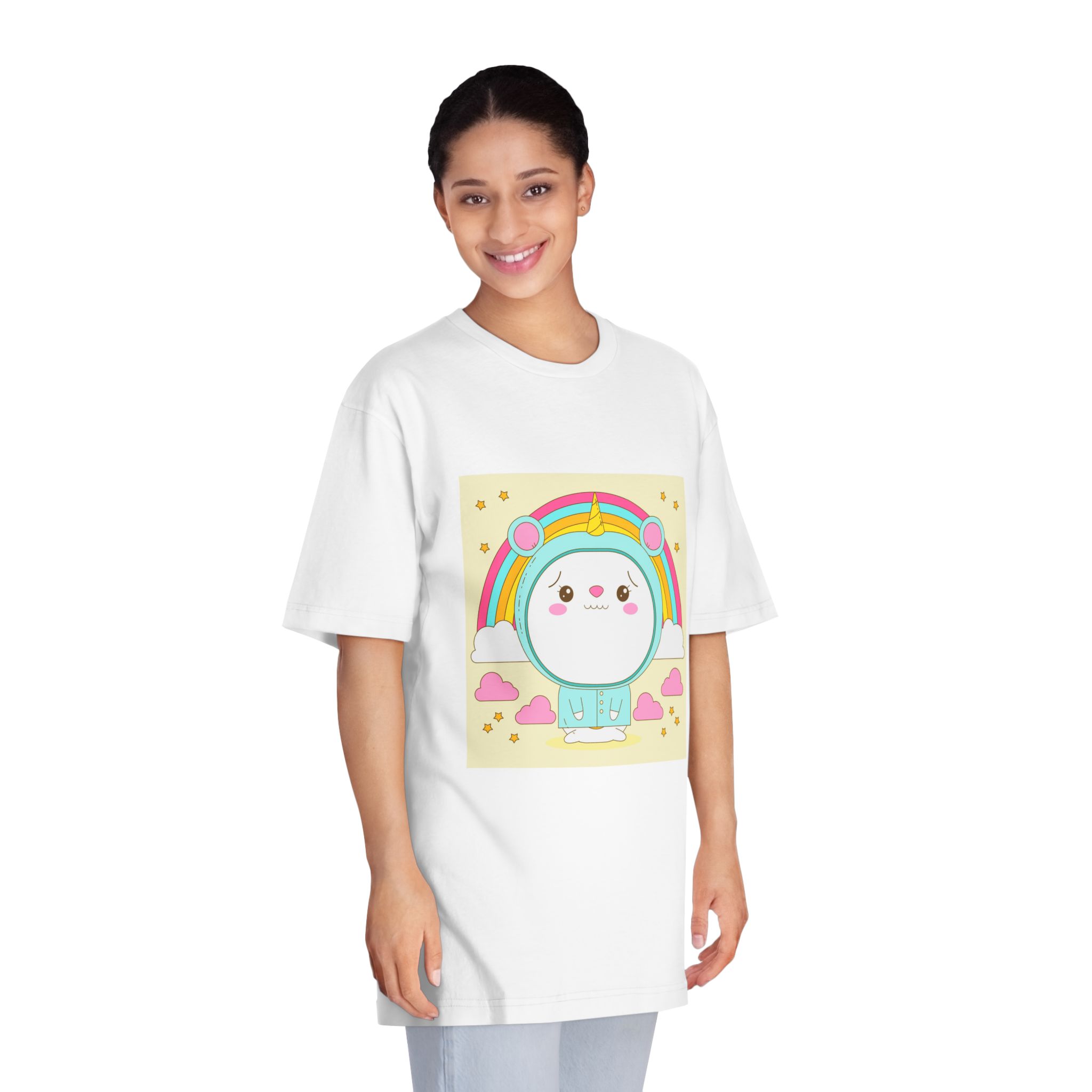 Hand Drawn Kawaii Animal Unisex Classic Crewneck T Shirt - Image 3
