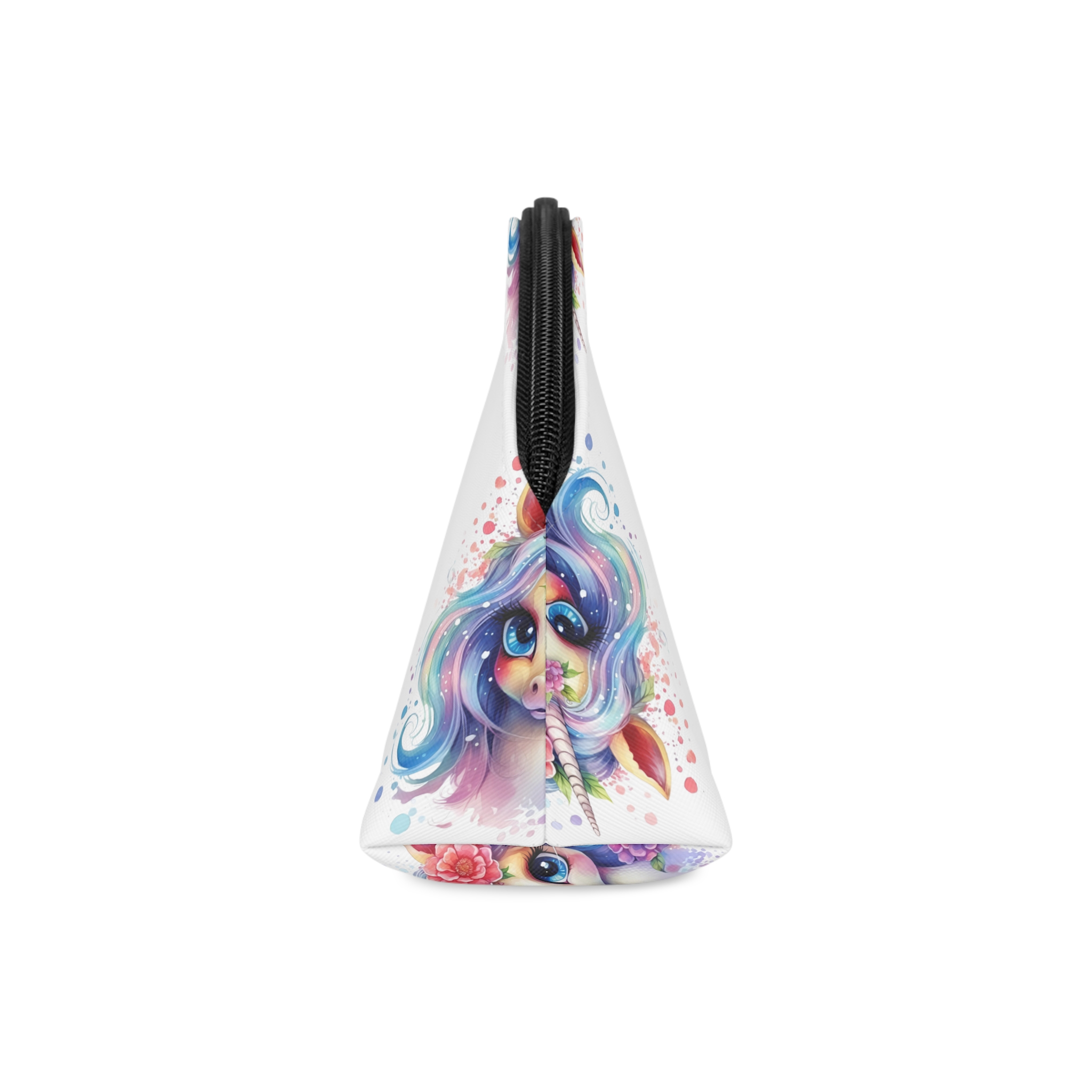 Cute Colorful Magic Unicorn With Flowers Watercolor Style (8) Copia Makeup Bag - Image 4