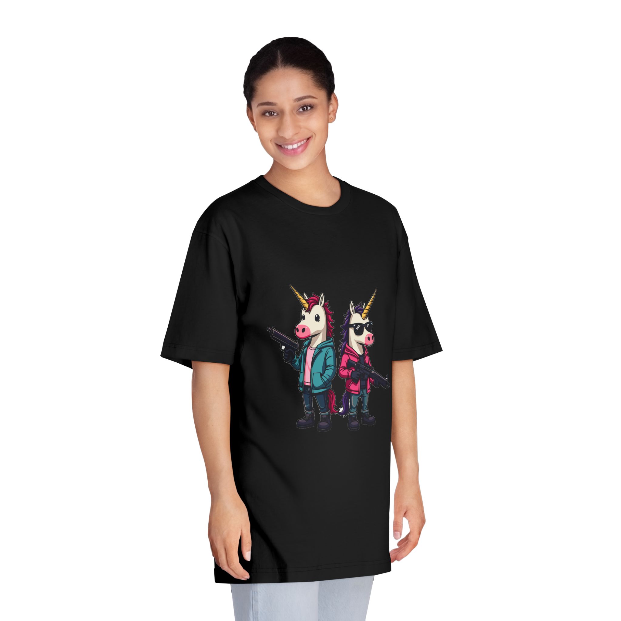 Two Unicorns With Horns Horns Standing Each Other Unisex Classic Crewneck T Shirt - Image 7