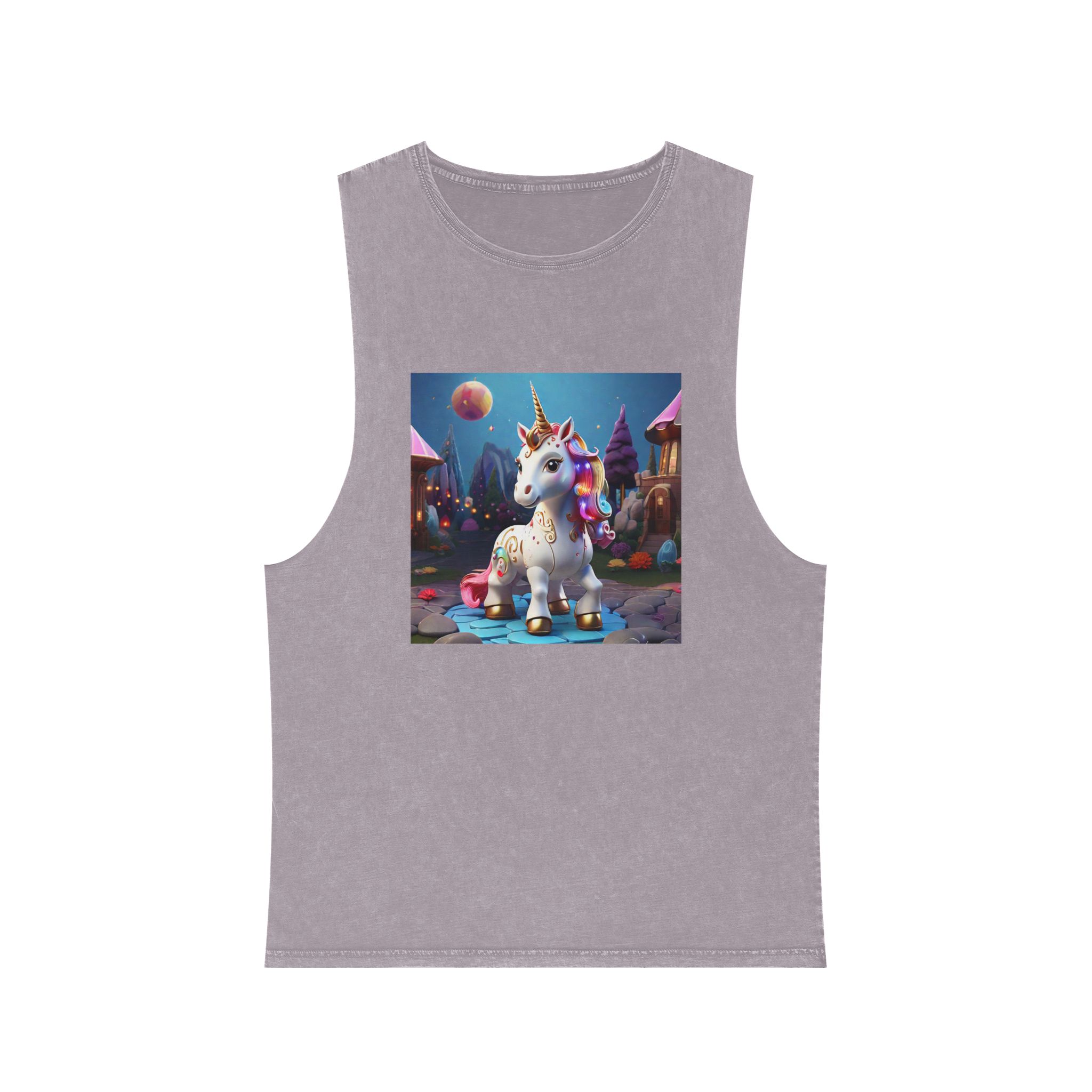 Animated Unicorn Children Generated By Ai (3) Unisex Stonewash Tank Top - Image 17