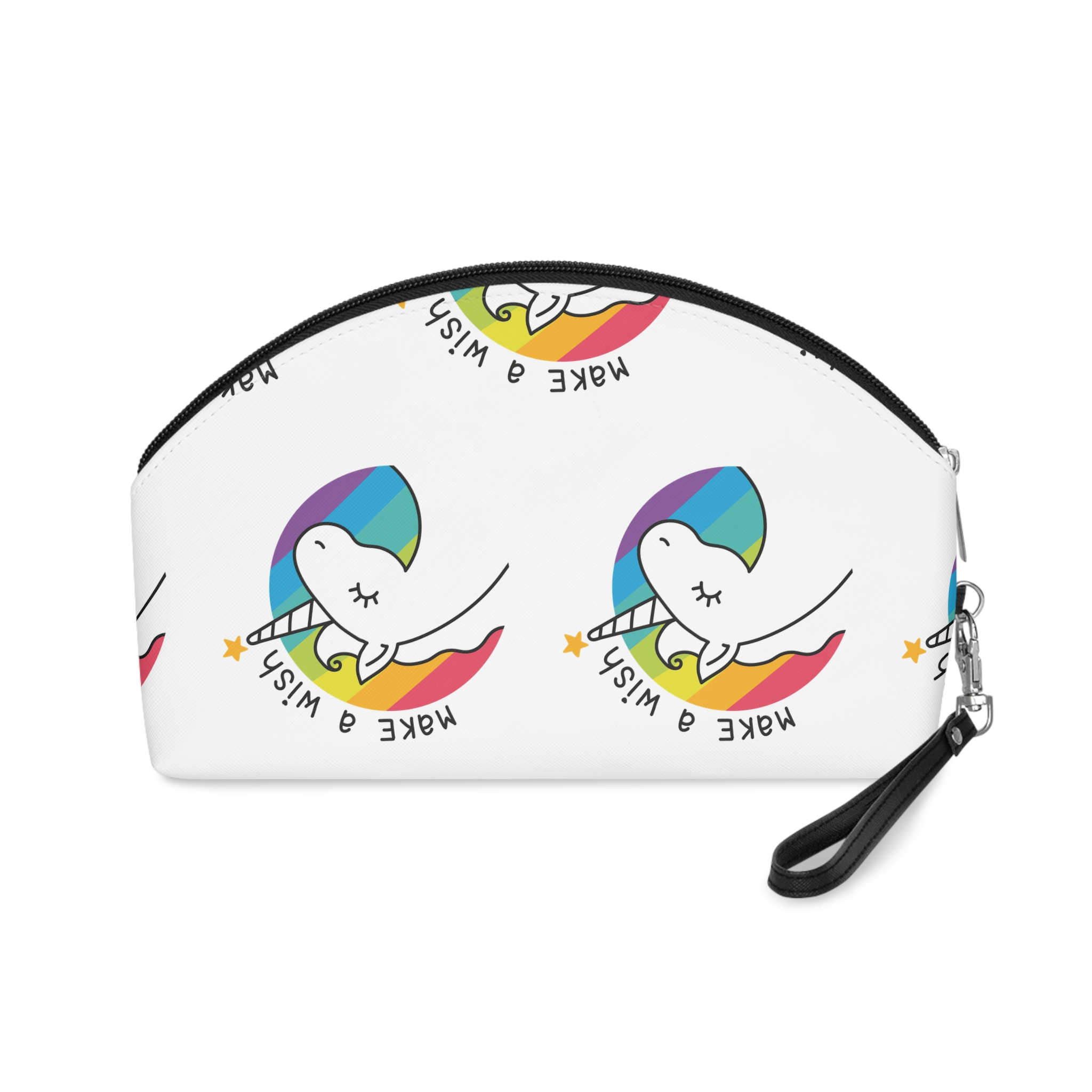 Make Wish Unicorn Rainbow Vector Illustration Makeup Bag - Image 2