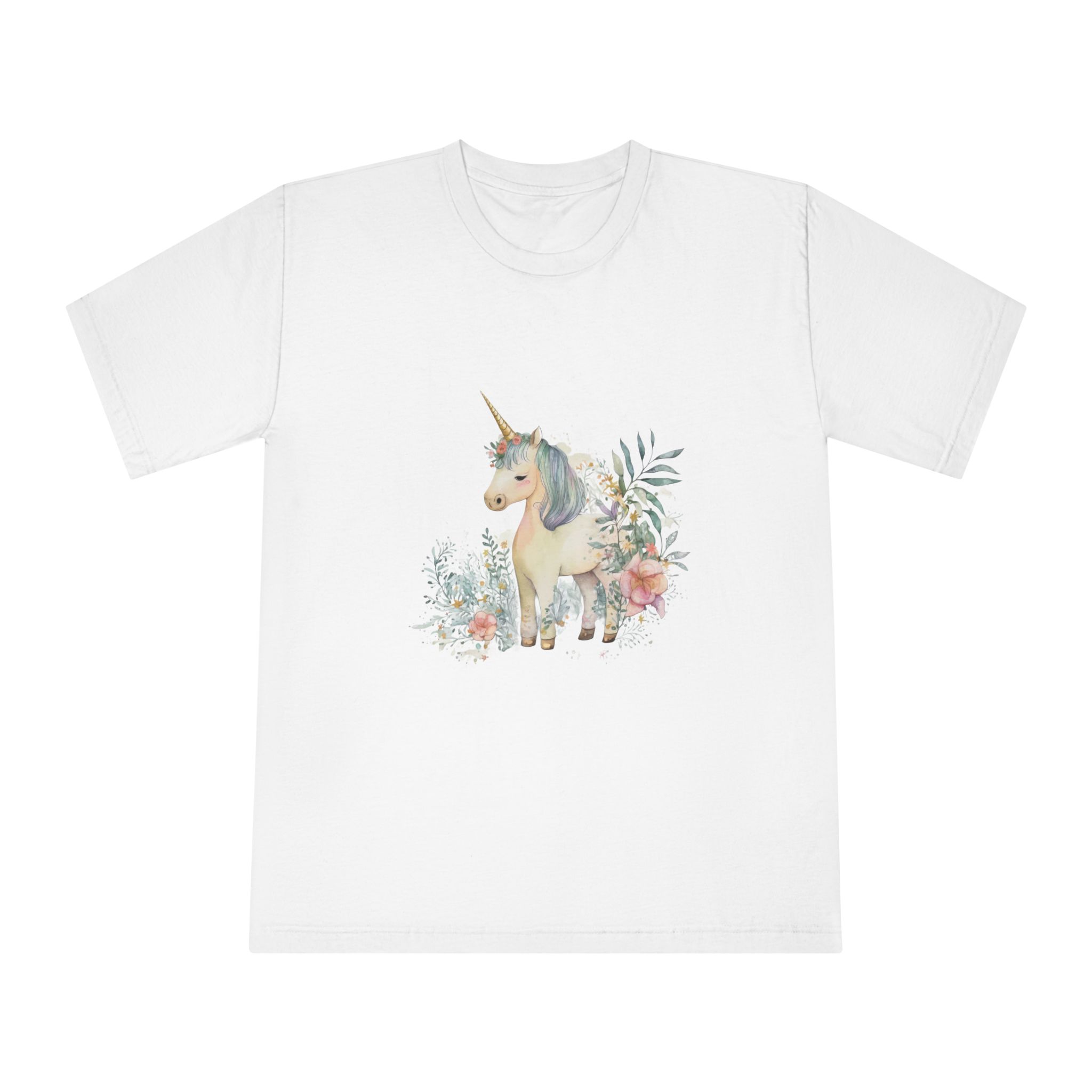 Watercolor Forest Cartoon Isolated Cute Baby Unicorn Animal Illustration Ai Generative Copy Unisex Classic Crewneck T Shirt